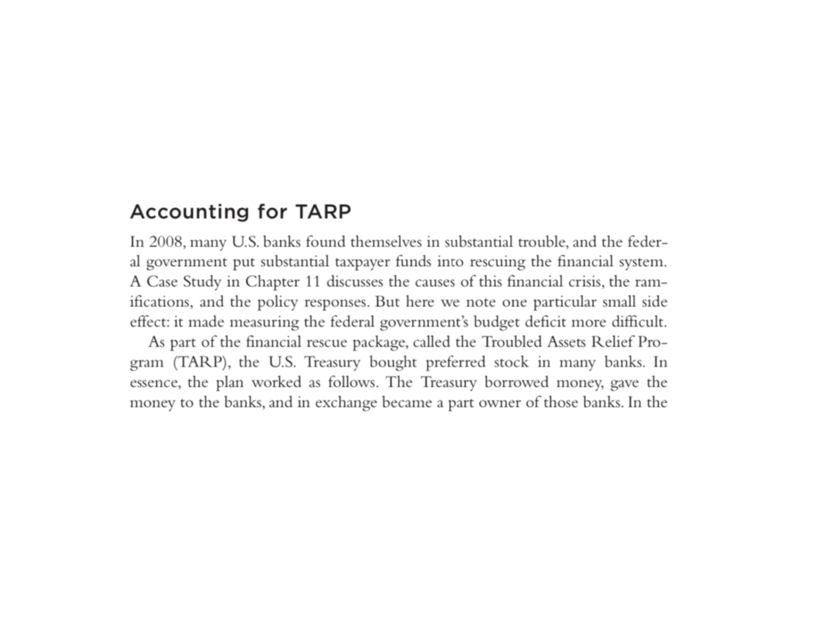 Accounting for TARP Macro Economics Studocu