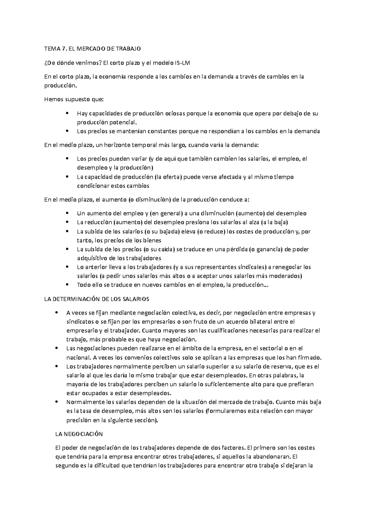 Apuntes Explicados 7-10 - TEMA 7. EL MERCADO DE TRABAJO ¿De Dónde ...