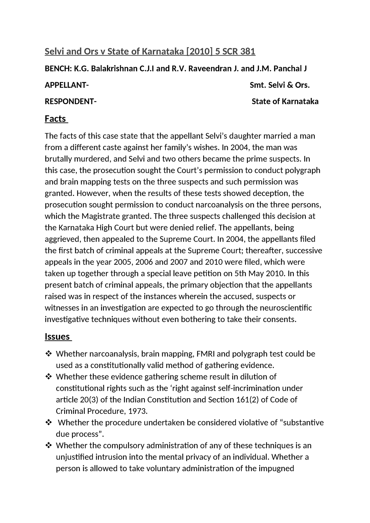 Selvi And Ors V State Of Karnataka [2010 ] 5 SCR 381 - Selvi And Ors V ...