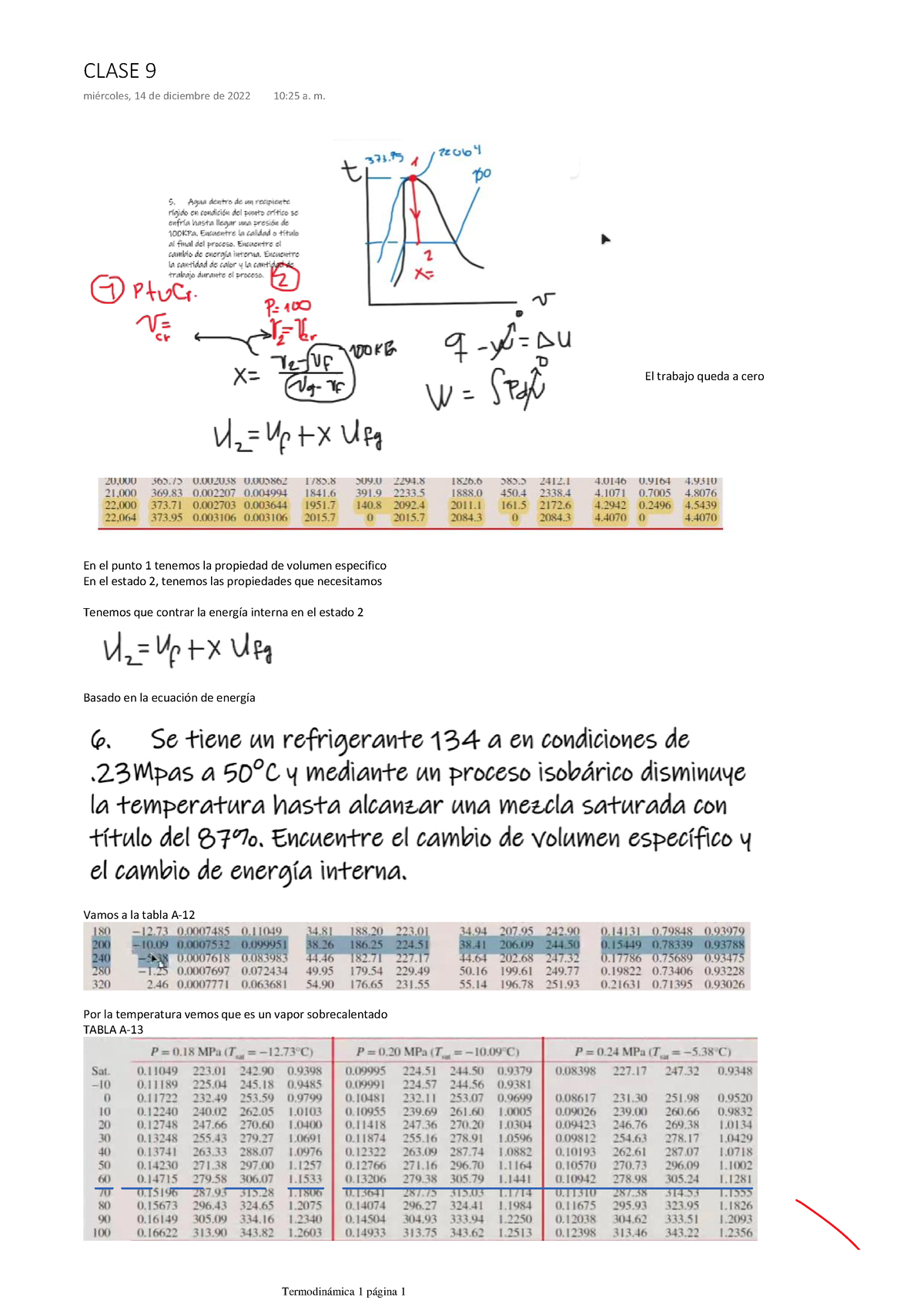 Ejercicio 9 Termodinamica 1 - En El Punto 1 Tenemos La Propiedad De ...