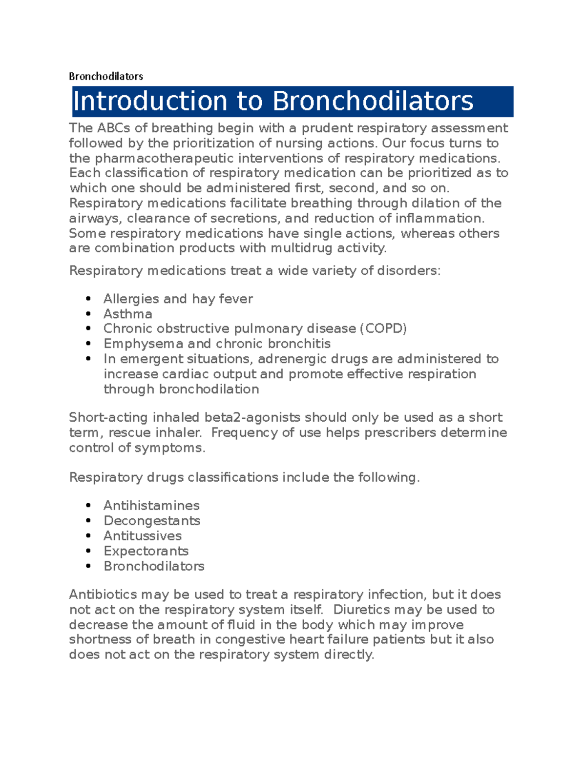 Bronchodilators Edapt Bronchodilator Bronchodilators Introduction Bronchodilators Edapt Bronchodilator Bronchodilators Introduction