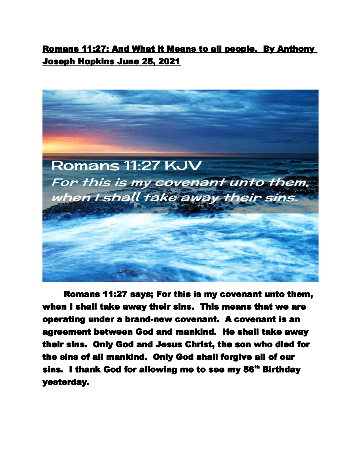 Romans 11 - Romans 11:27: And What it Means to all people. By Anthony ...