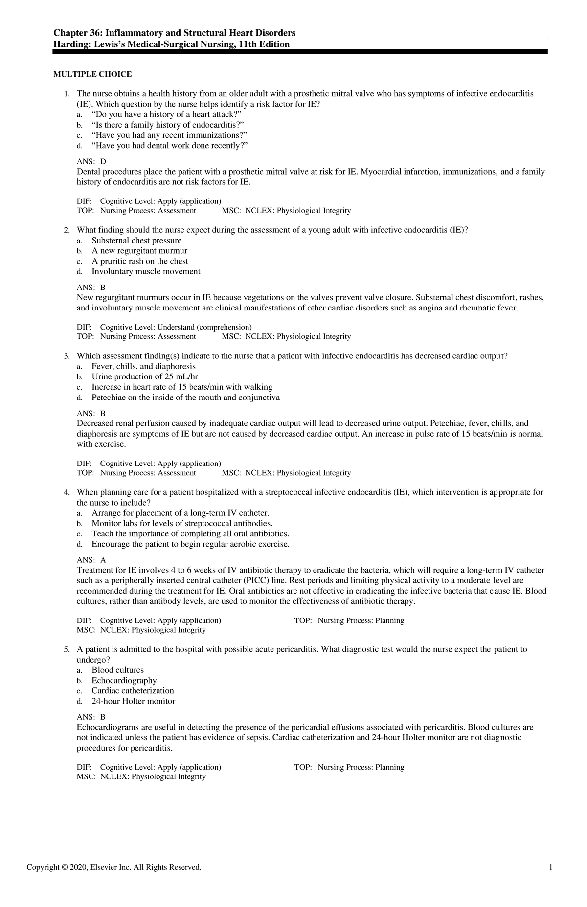 Exam View - CH0036 Harding 11e TB - Chapter 36: Inflammatory And ...