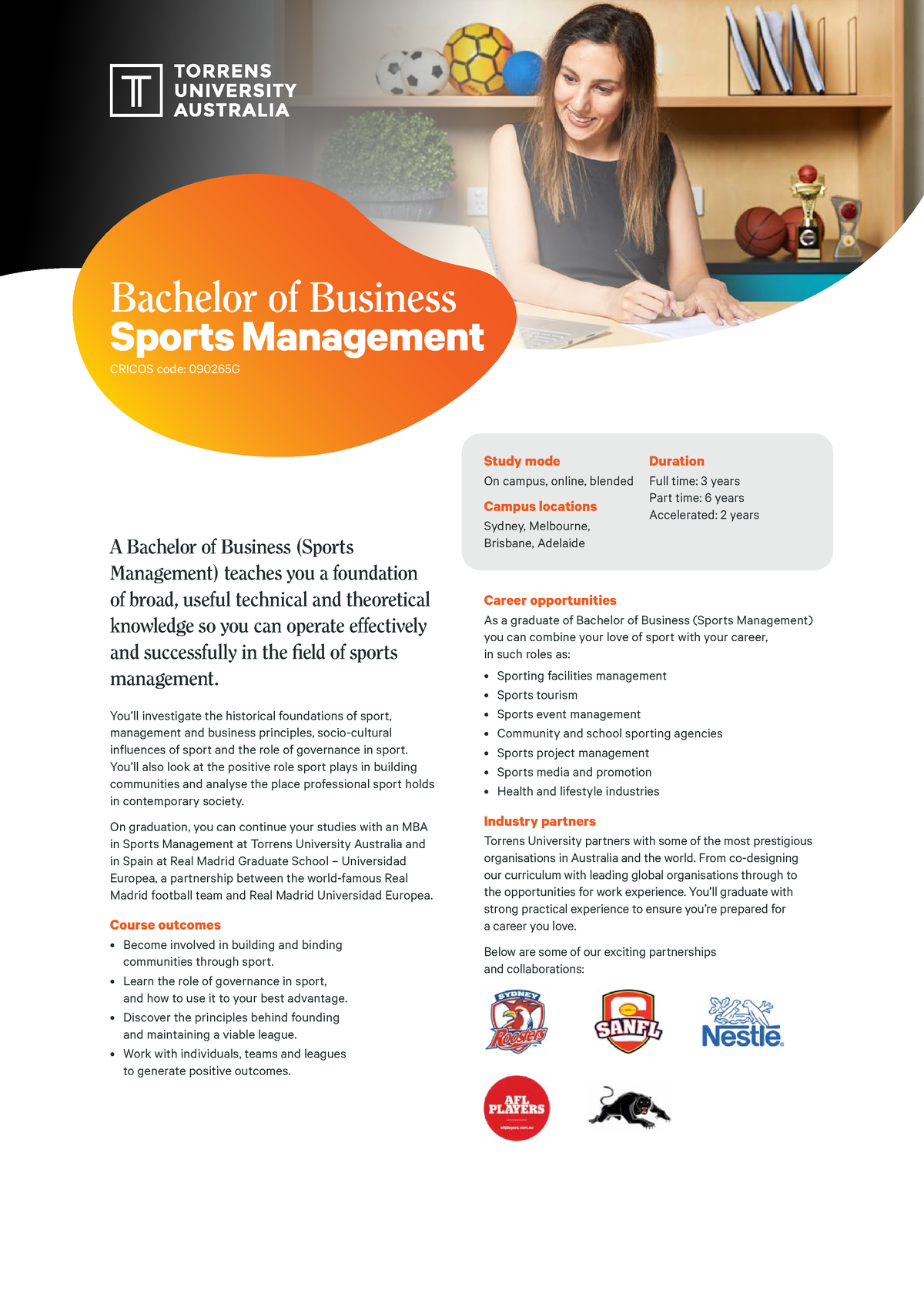 Torrens University Business Bbusspo 16 Course Flyer A Bachelor Of Business Sports Management 9703