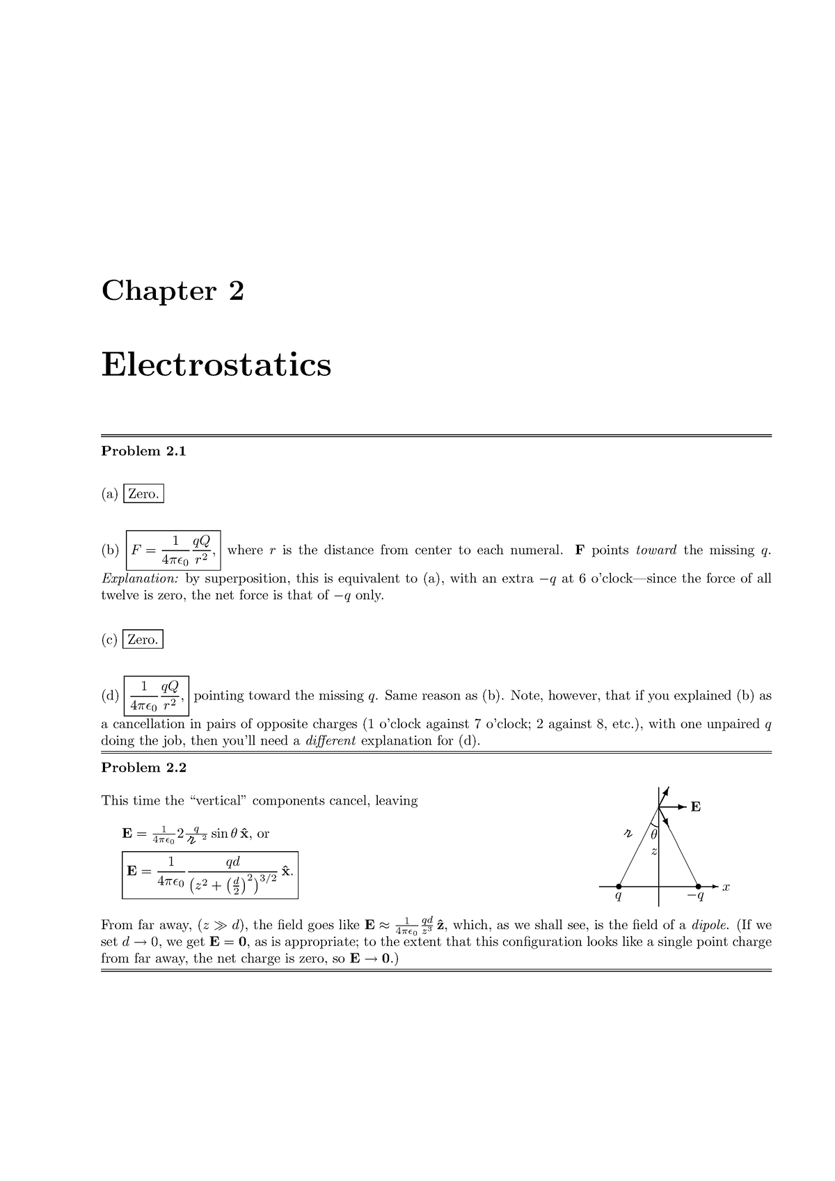 Example 21 And 22 Solutions For Electrodynamics Chapter 2