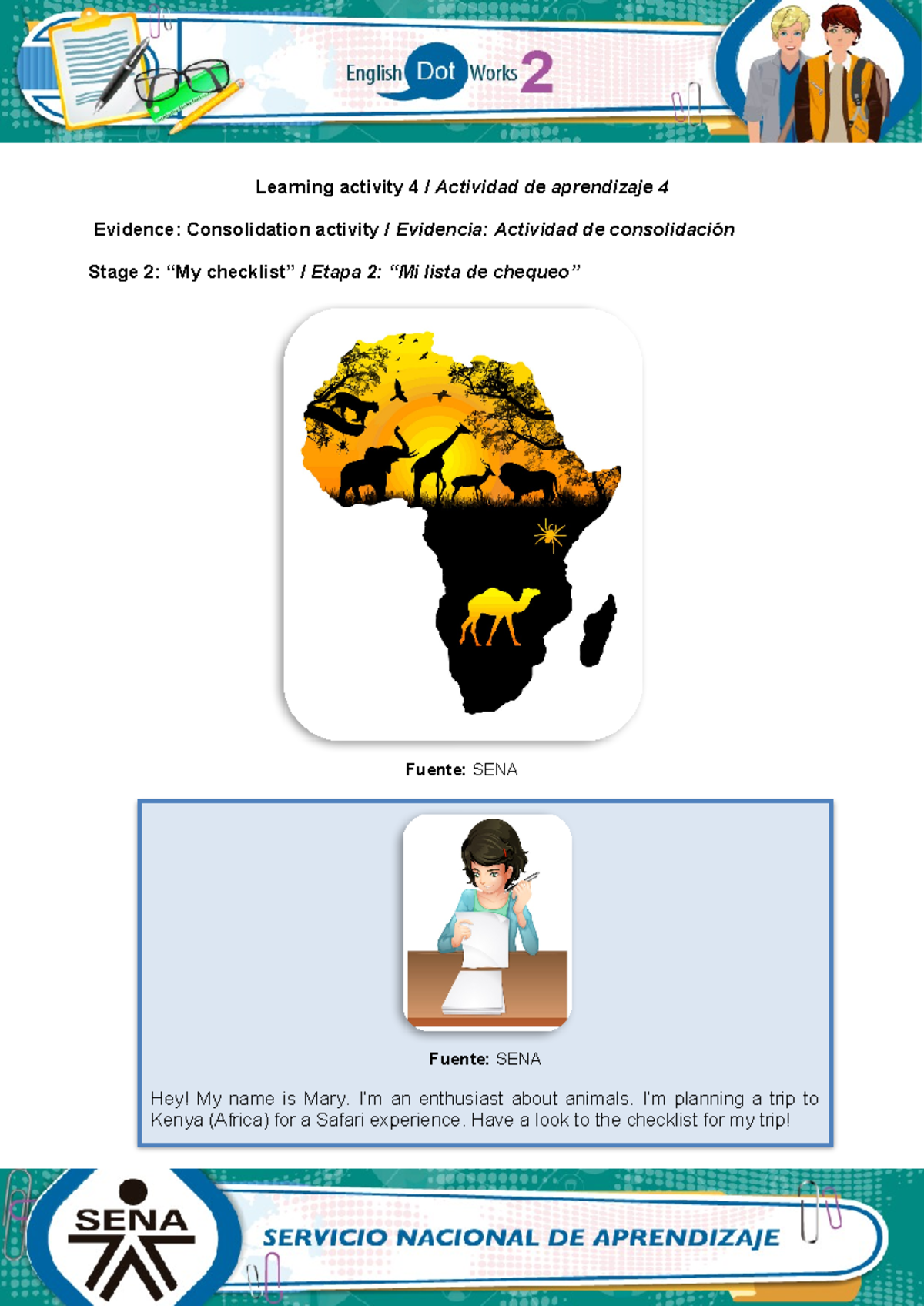 Stage 2 Checklist - Learning activity 4 / Actividad de aprendizaje 4 ...