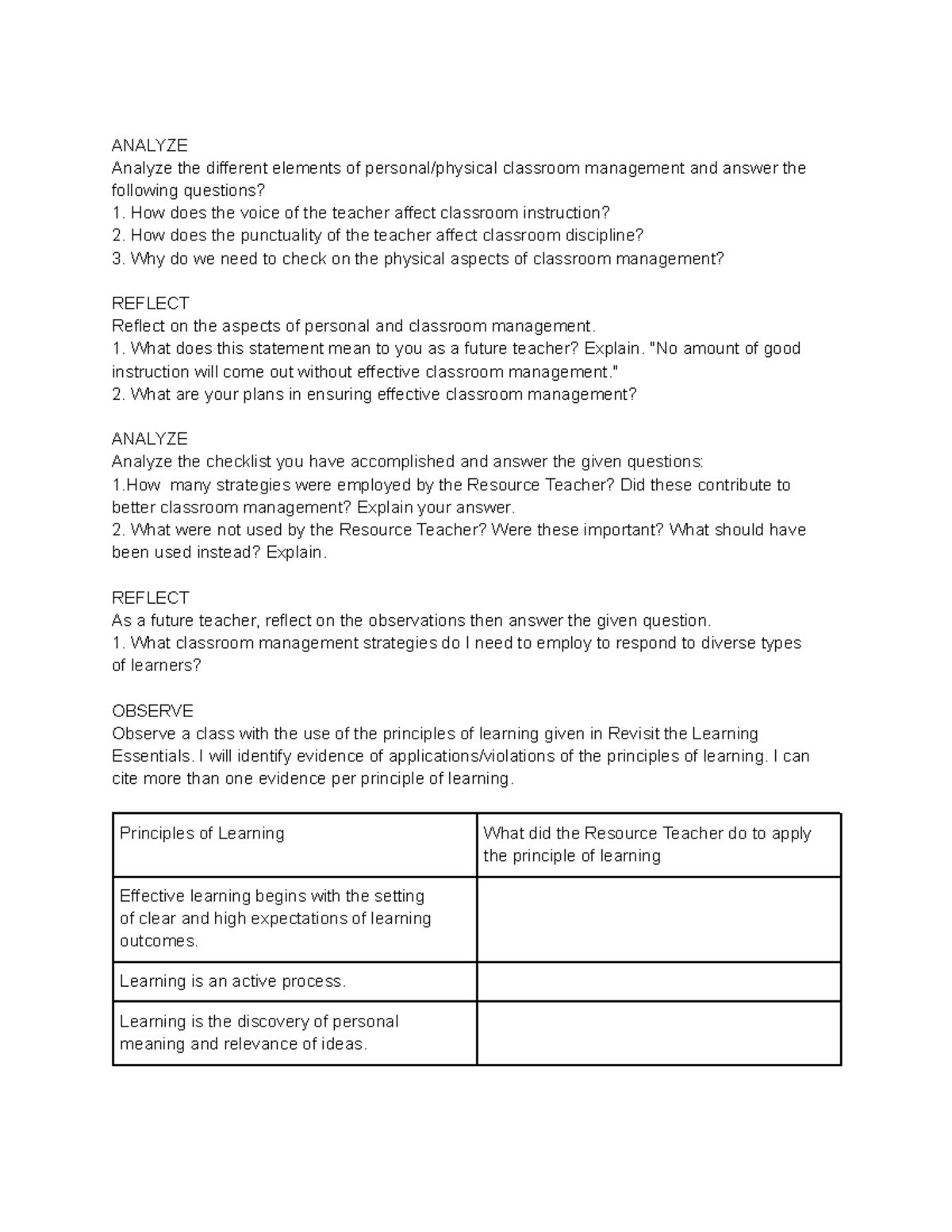 FS1 Drafts - None - ANALYZE Analyze the different elements of personal ...