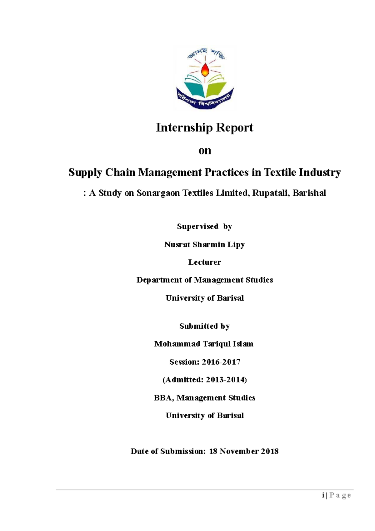 thesis internship supply chain