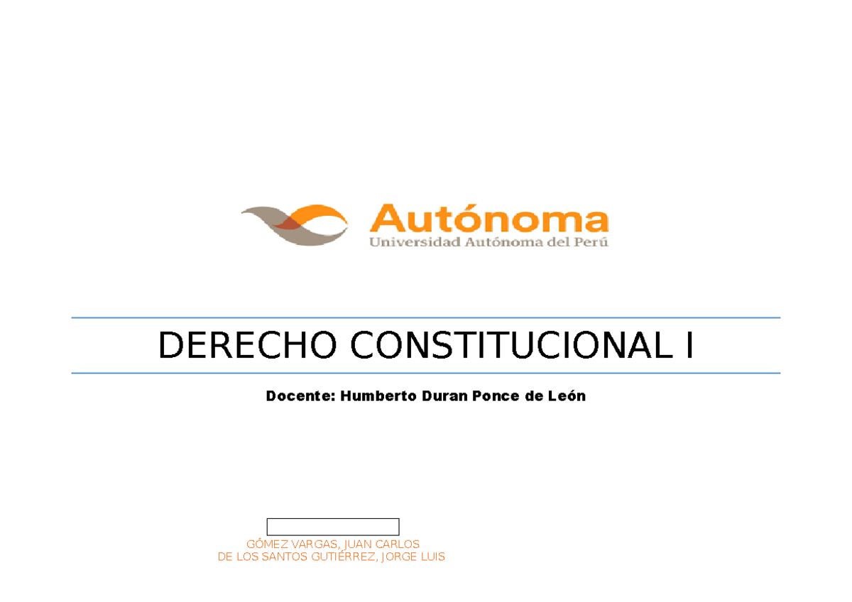 Mapa Conceptual Derecho Constitucional Derecho Constitucional I