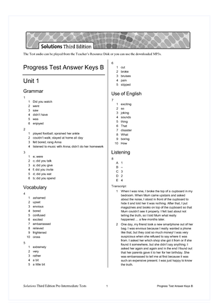 Sol3e Preint Progress Test Answer Keys A PDF - Progress Test Answer ...