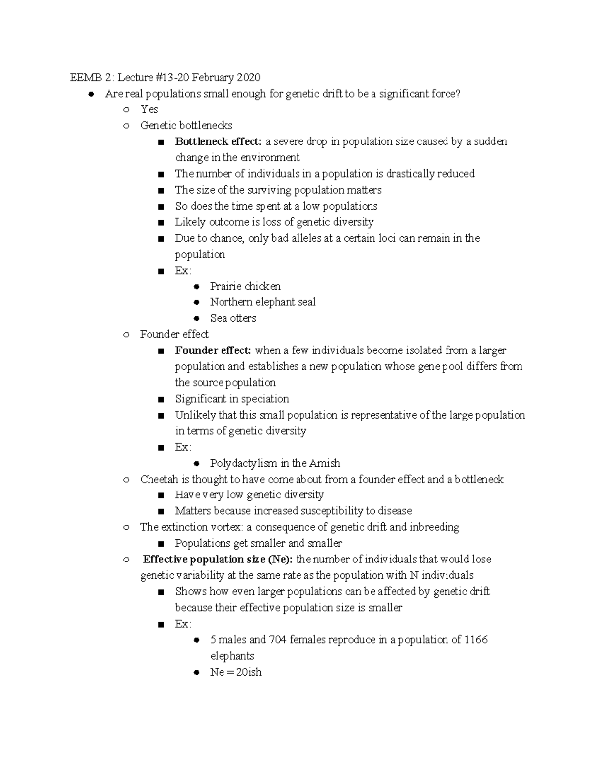 EEMB 2 2 20 2020 - Even - EEMB 2: Lecture #13-20 February 2020 Are real ...