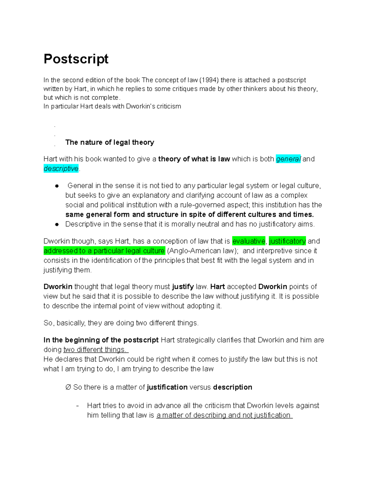 Hart's Postscript Postscript In the second edition of the book The