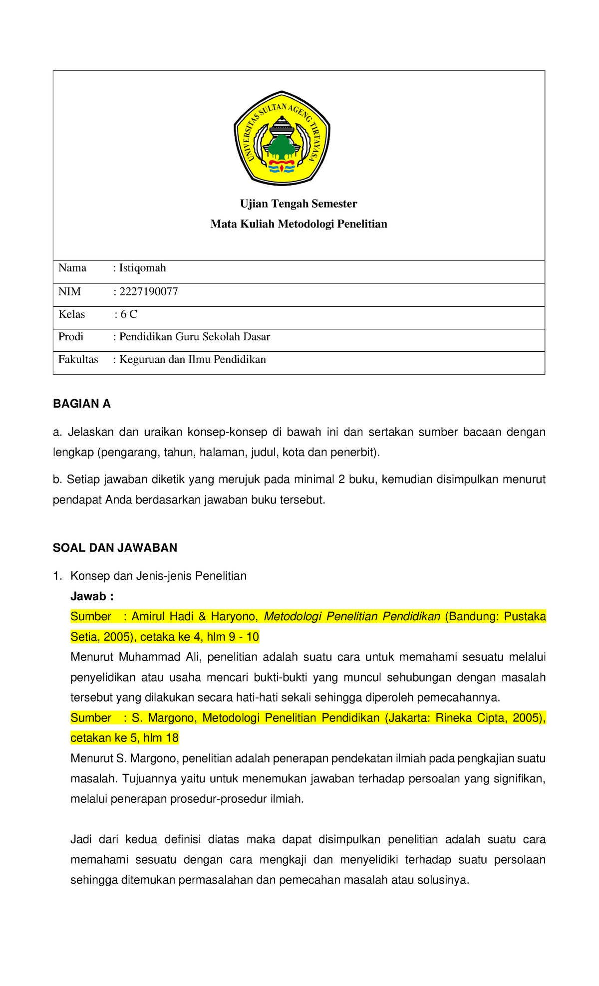 26 UTS Metodologi Penelitian 2022 - Ujian Tengah Semester Mata Kuliah ...