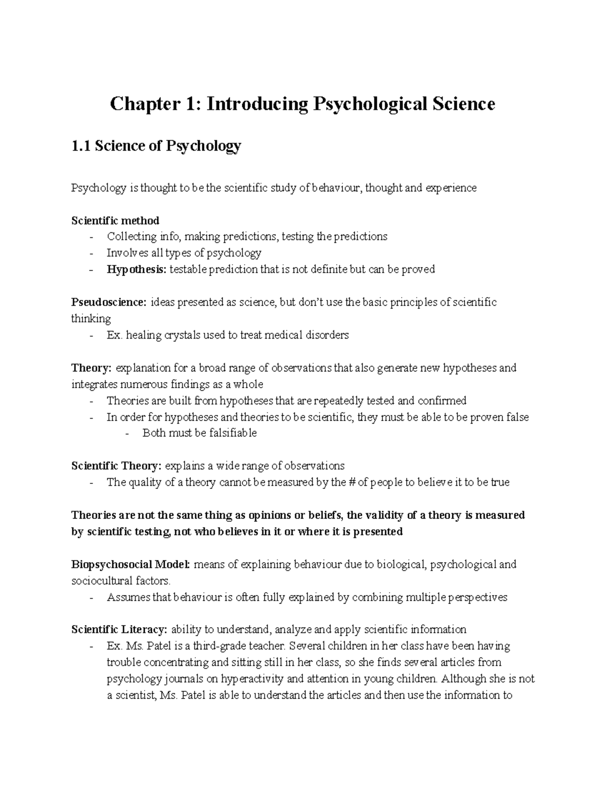 Chapter 1 Introducing Psychological Science - Chapter 1: Introducing ...