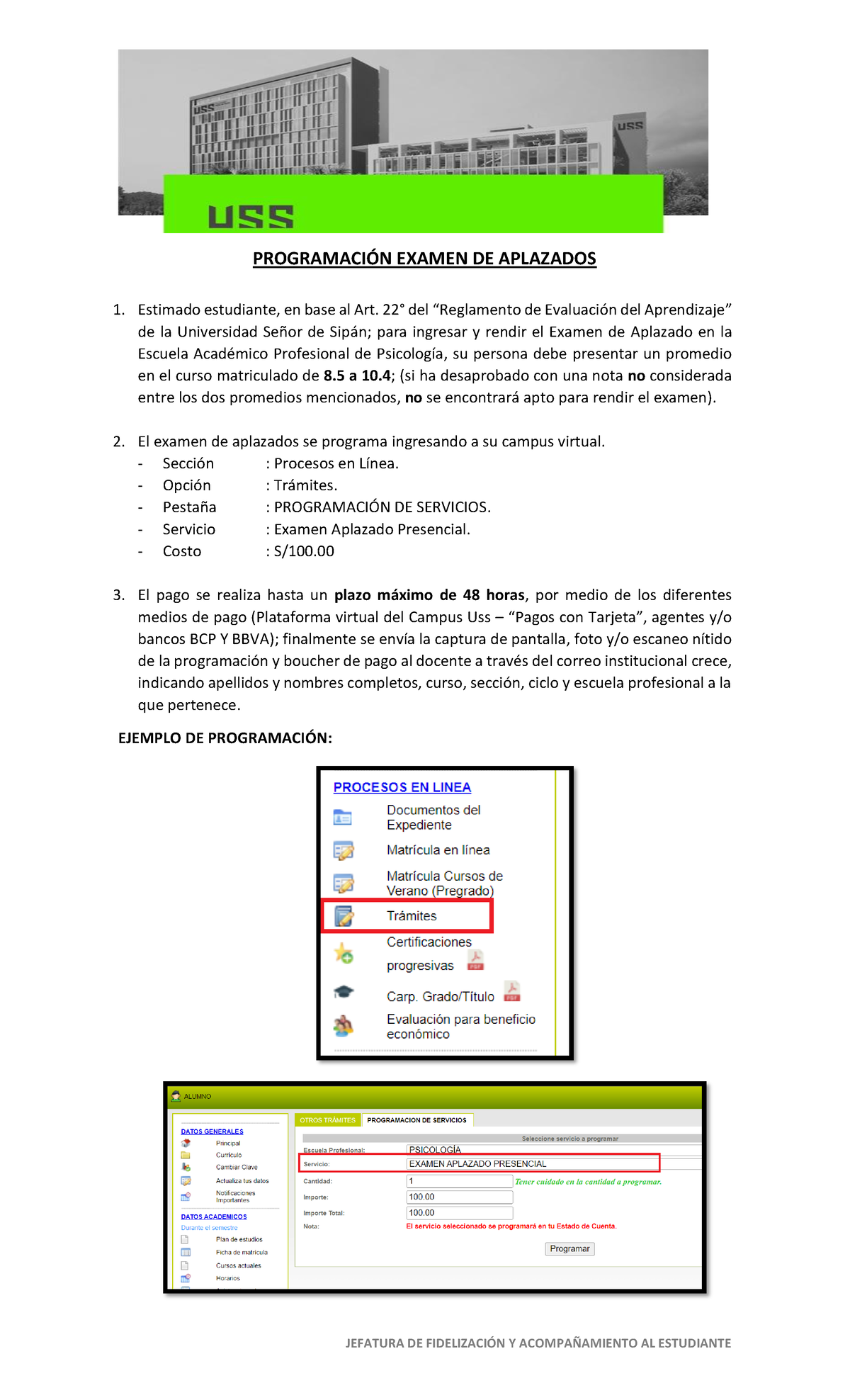 Examen DE Aplazados - Del - JEFATURA DE FIDELIZACI”N Y ACOMPA—AMIENTO ...