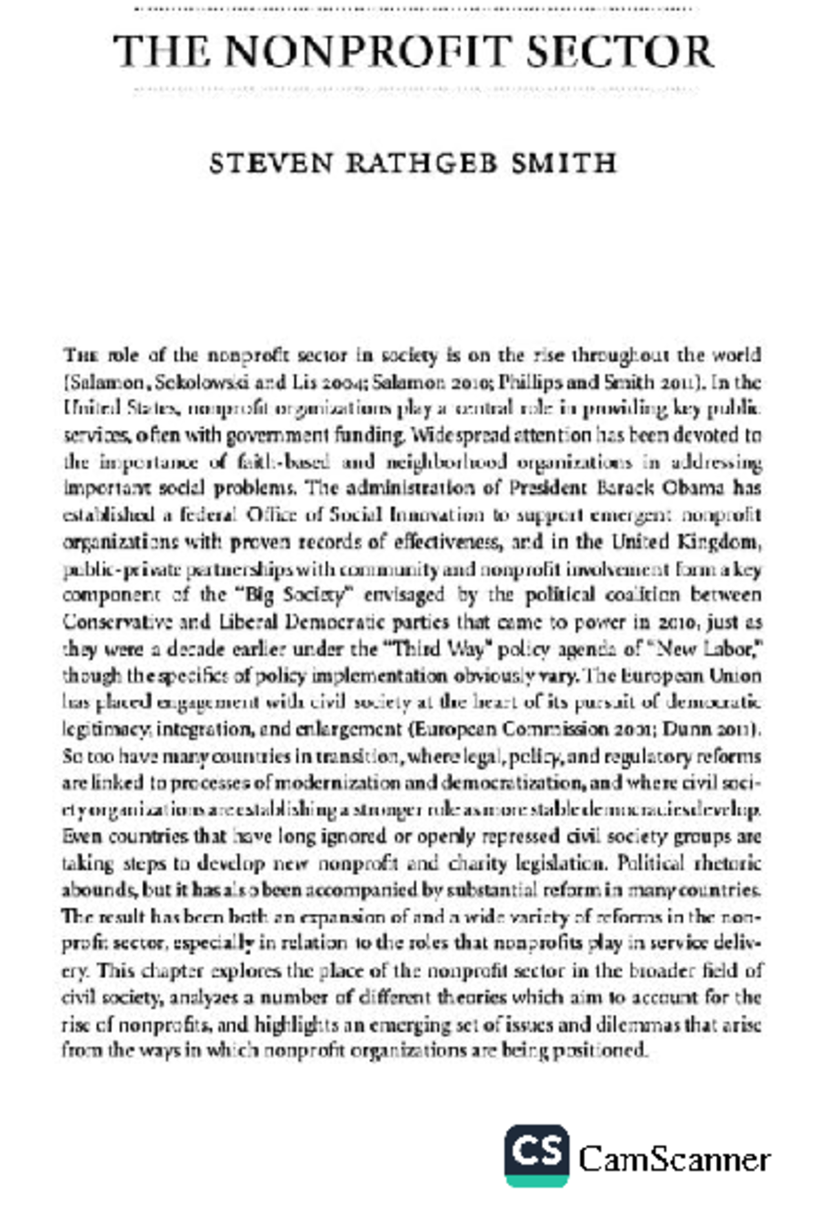 Forms of civil society - THE NONPROFIT SECTOR STEVEN RATHGEB SMITH THE ...