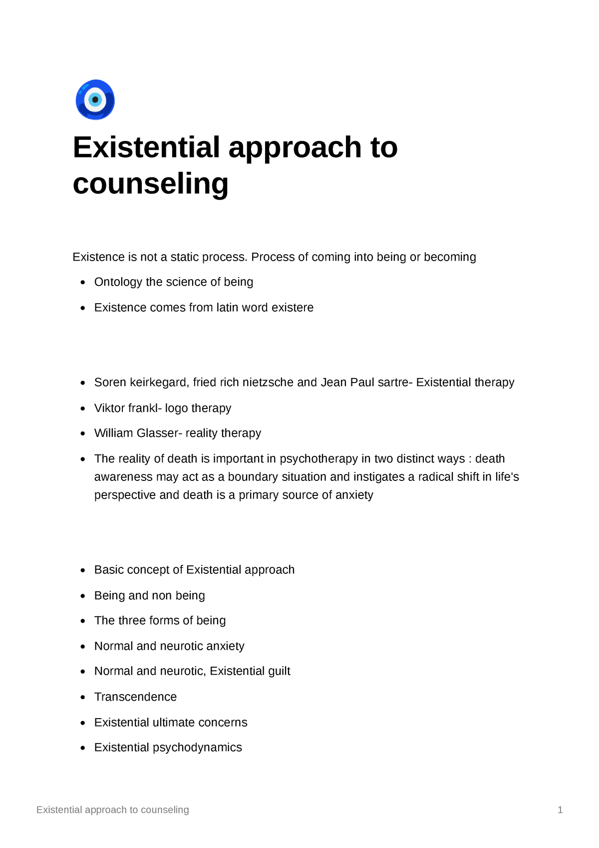 Existential approach to counseling - . Existential approach to ...