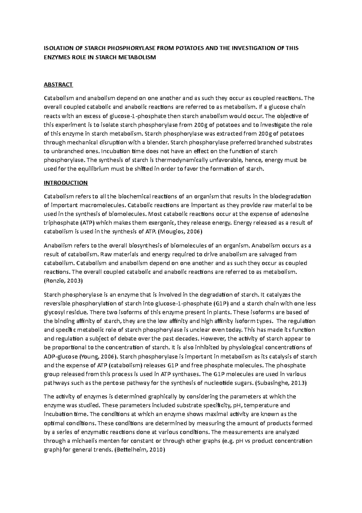 Isolation of starch phosphorylase from potatoes - ISOLATION OF STARCH ...