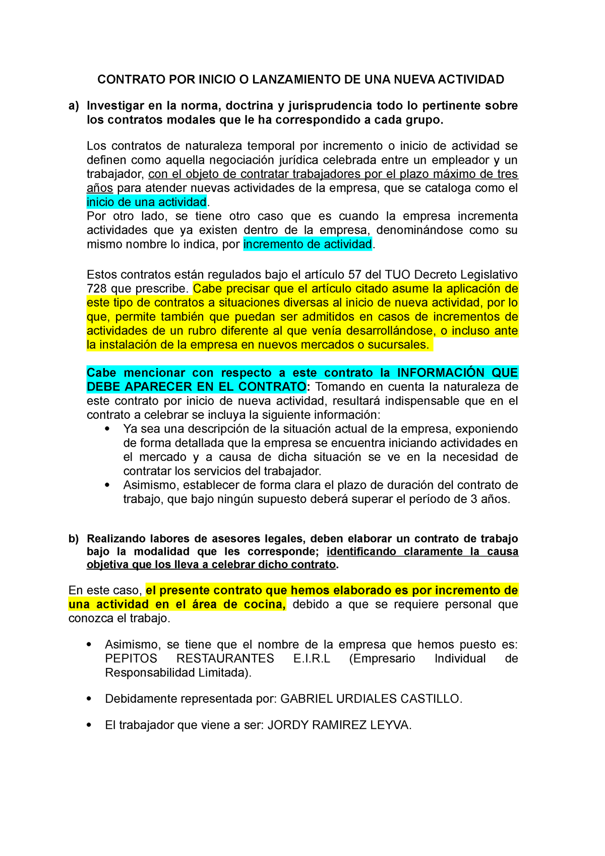 Contrato De Trabajo Por Inicio O Incremento De Activi 3745