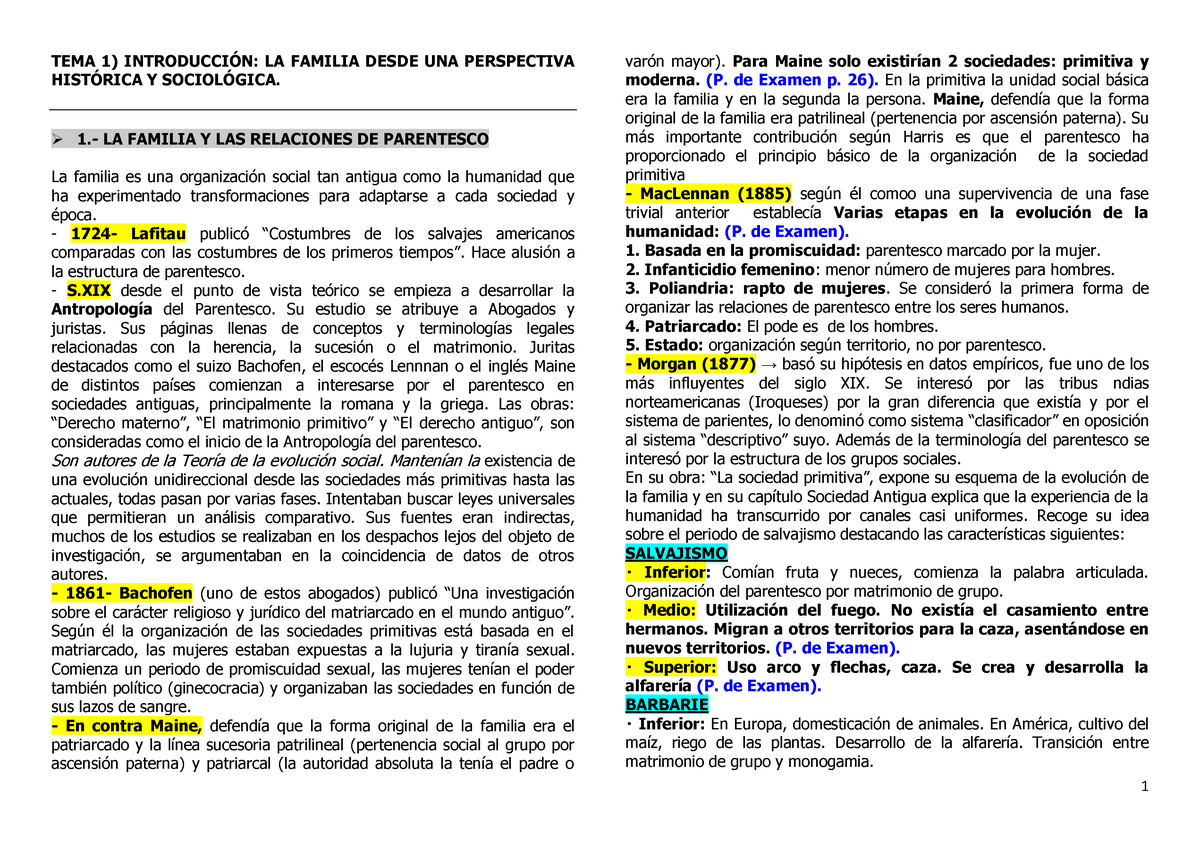 Miniresumen Tema 1 Introducción La Familia Desde Una Perspectiva Histórica Y Sociológica 5281