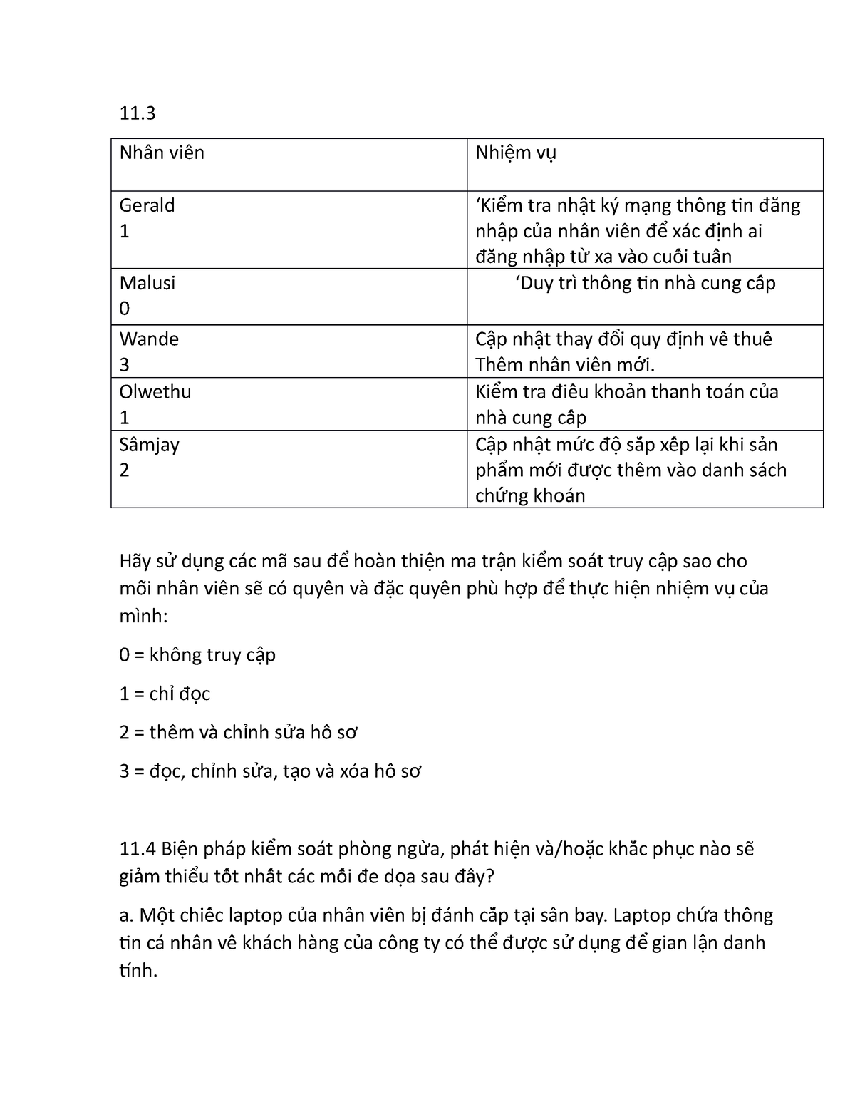 Problem 11.3 11.4 - 11. Nhân Viên Nhi M Vệ ụ Gerald 1 ‘Ki M Tra Nh T Ký ...