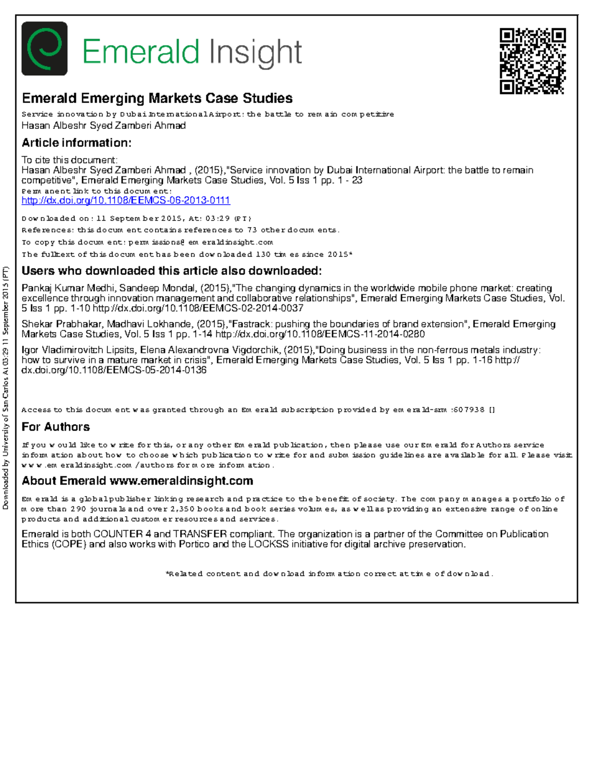 01 Service Innovation by Dubai International Airport Emerald Emerging