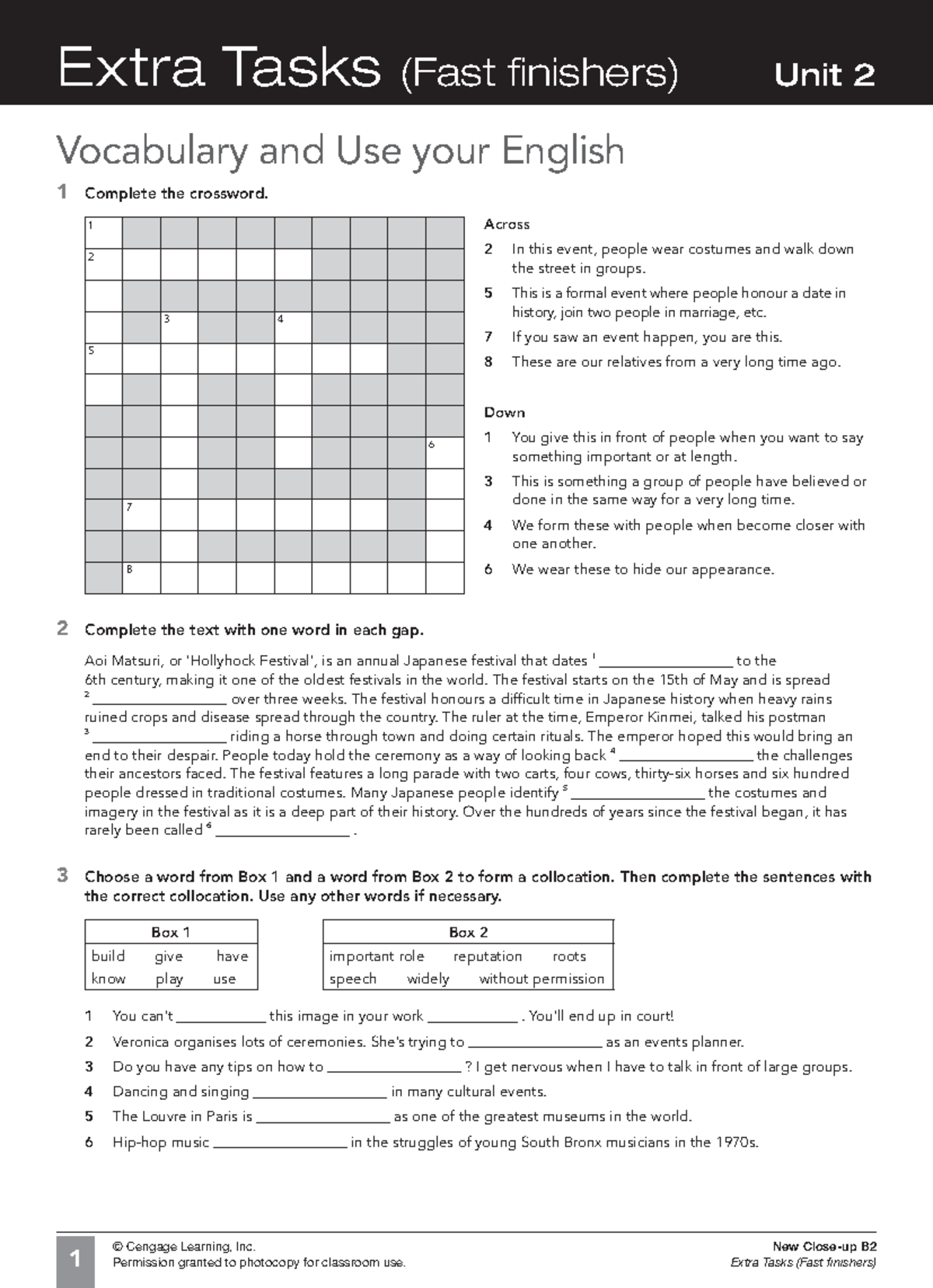 Ncu b2 extra tasks fast finishers u2 - ####### © Cengage Learning, Inc ...