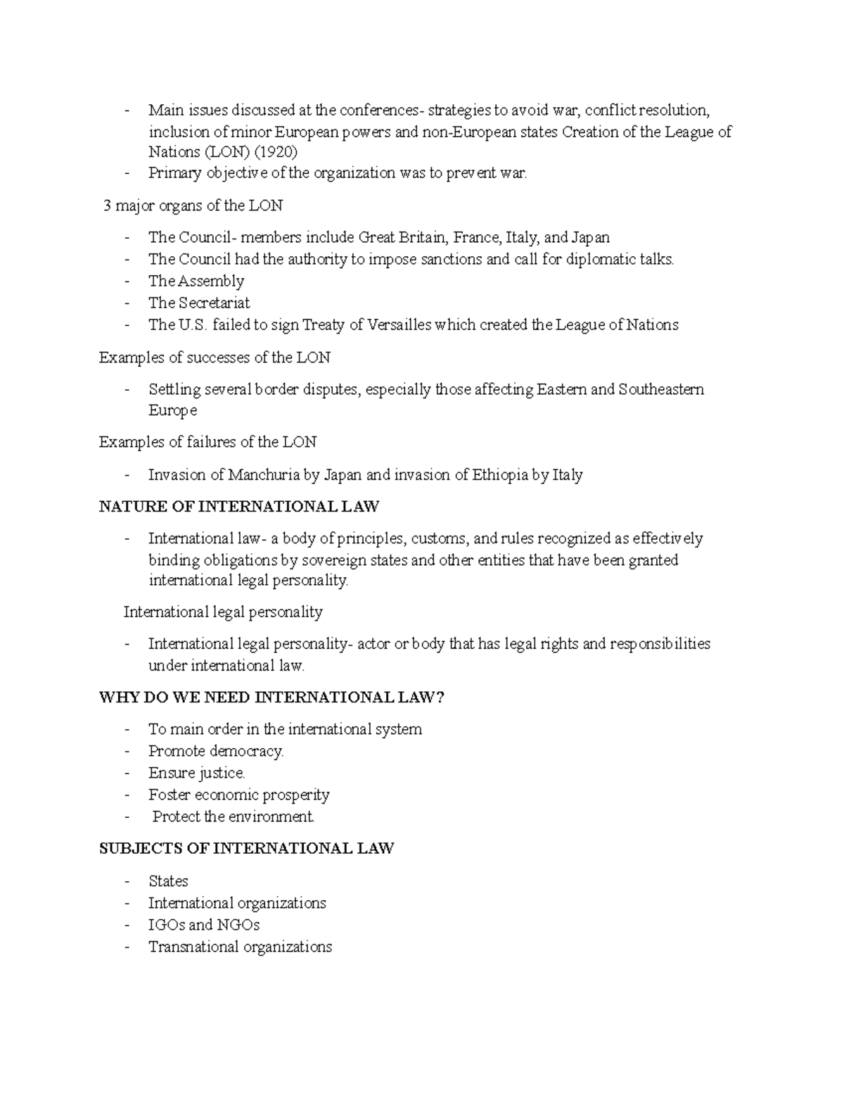 International LAW Notes 3 - Main issues discussed at the conferences ...