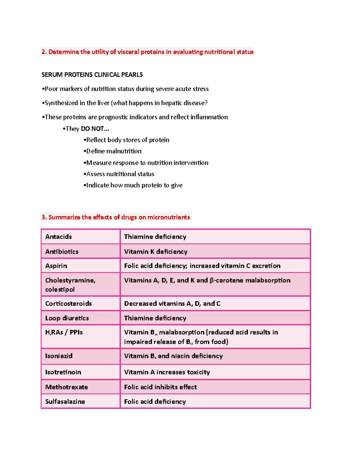Nutritional Assessment 2/2 Determine the utility of visceral proteins
