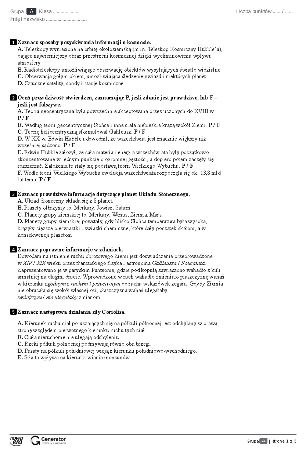 Ziemia We Wszechświecie Oblicza Geografii 1 www.studocu.com