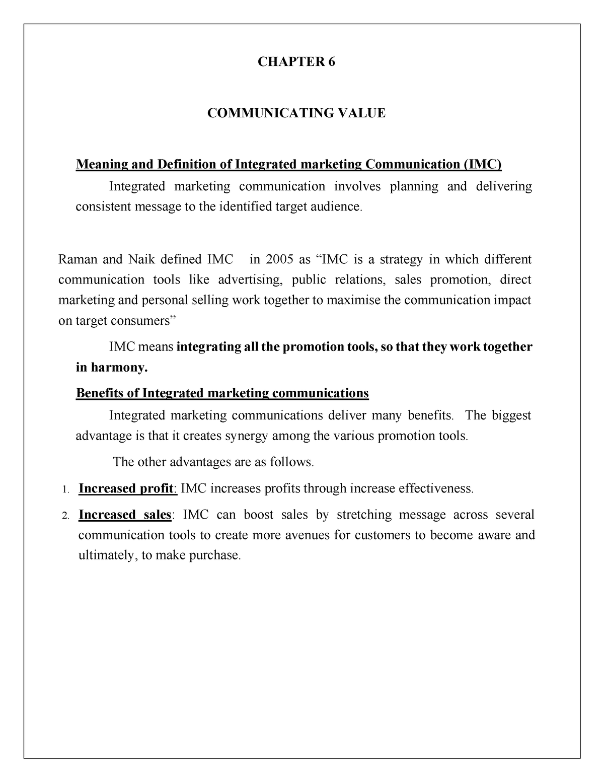 Chapter 6 Communication Value CHAPTER 6 COMMUNICATING VALUE Meaning 