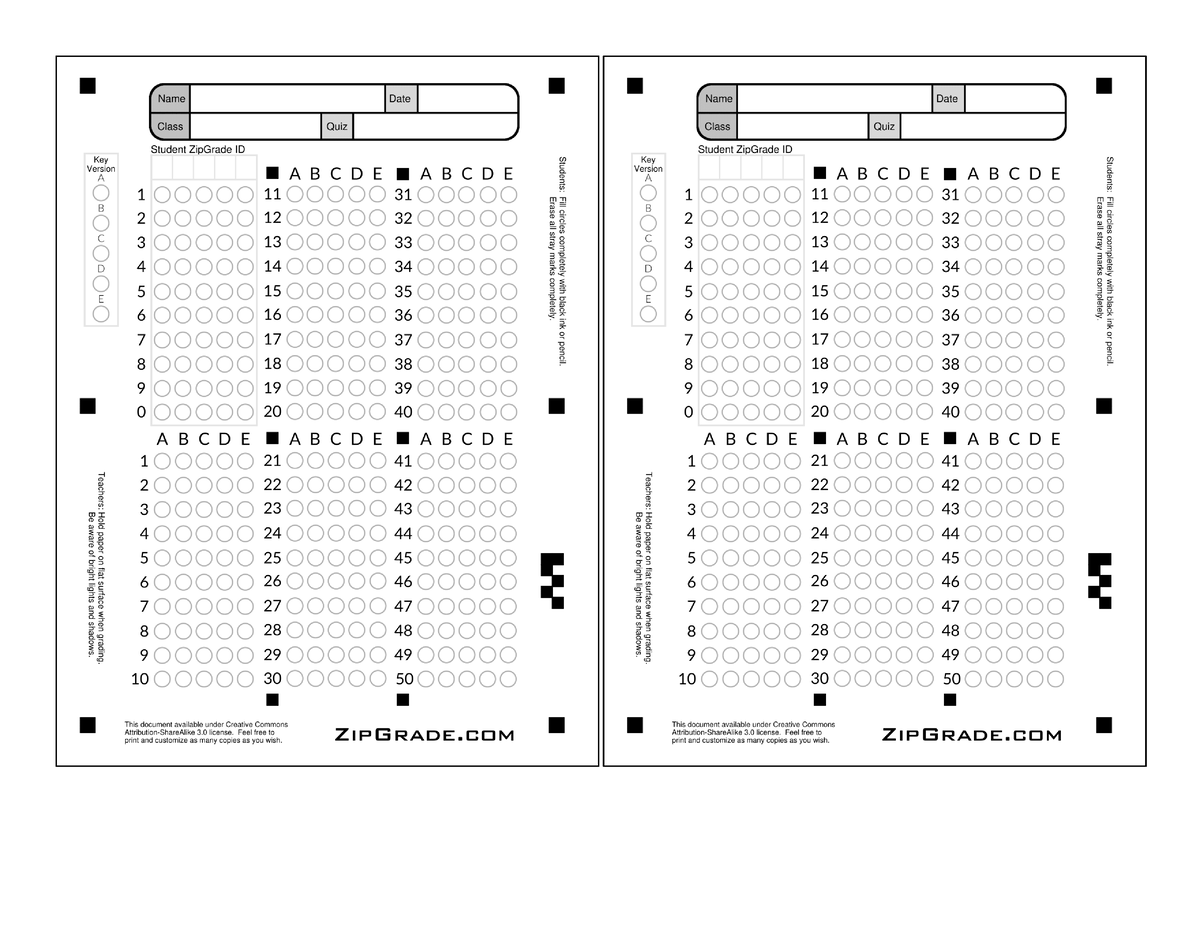 Zip Grade 50Qs - Can be used for answering quizzes - BS Biology - Studocu