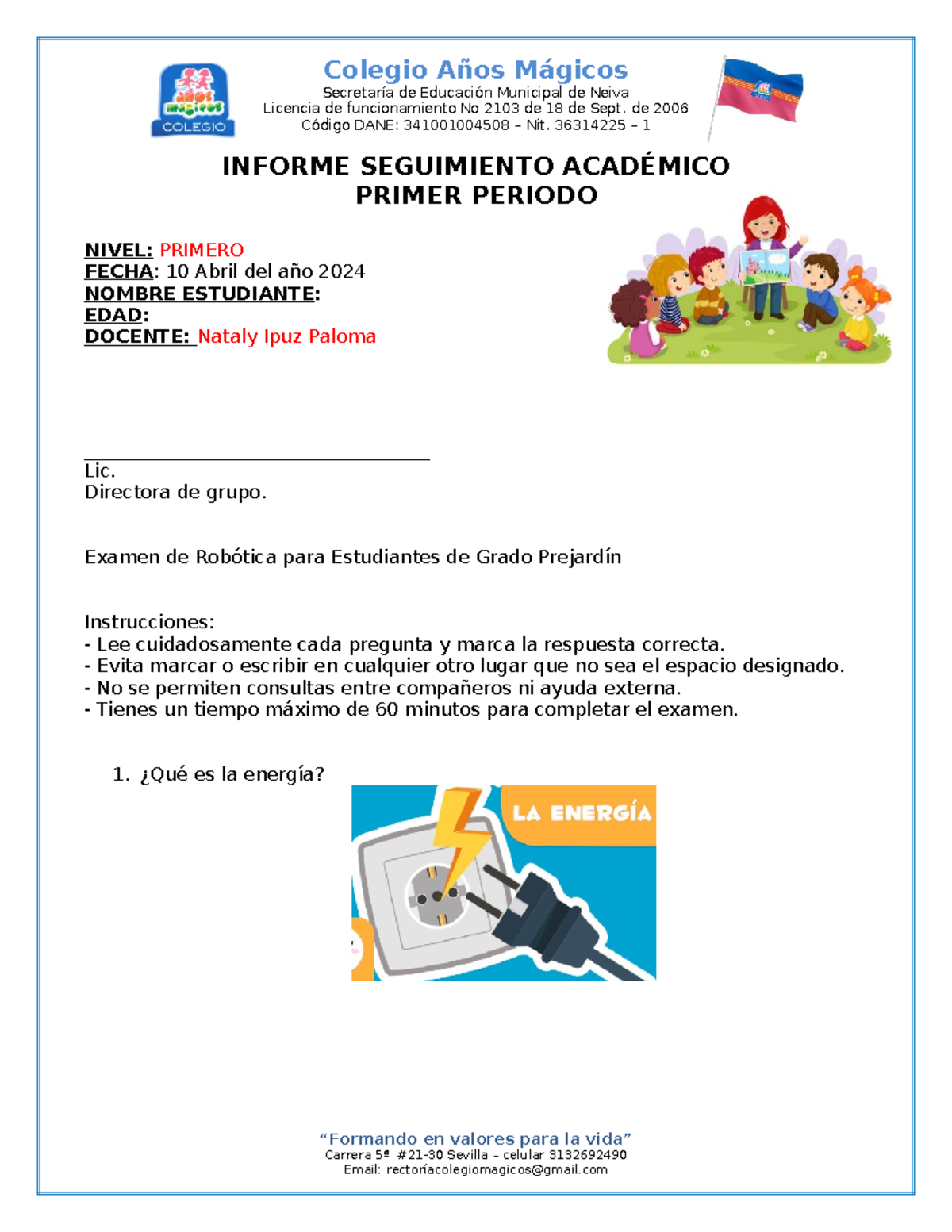 Informes Descriptivo Primero - Secretaría De Educación Municipal De ...