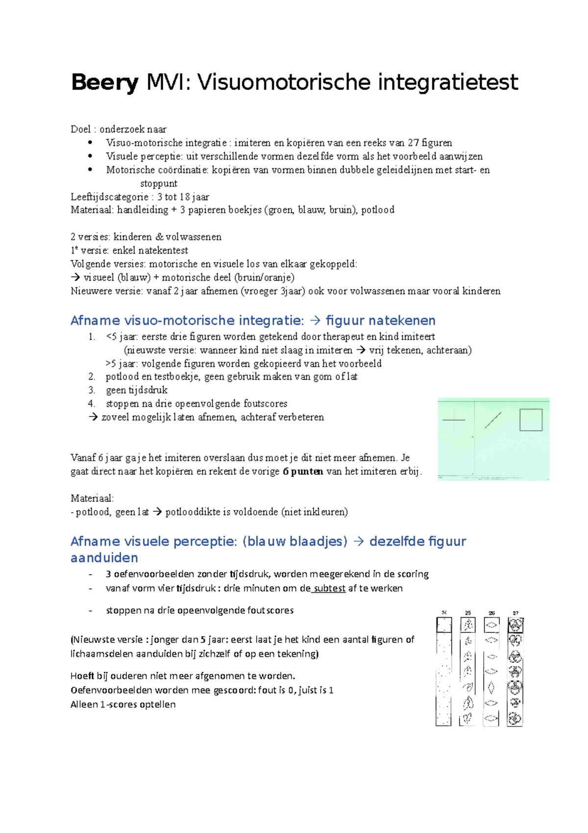 Samenvatting Beery Beery MVI Visuomotorische Integratietest Doel Onderzoek Naar Studocu