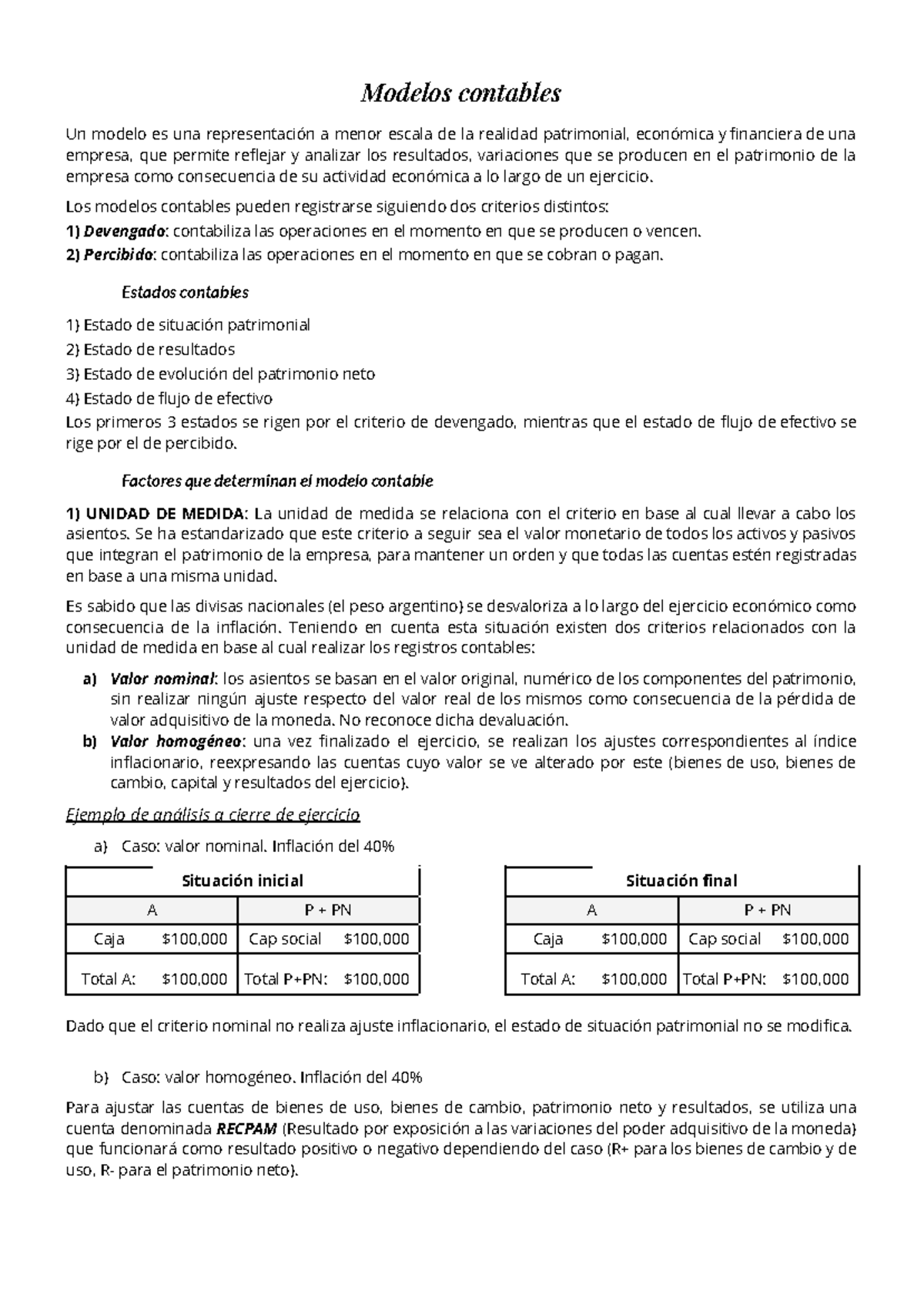 1°P contabilidad gerencial - Modelos contables Un modelo es una ...