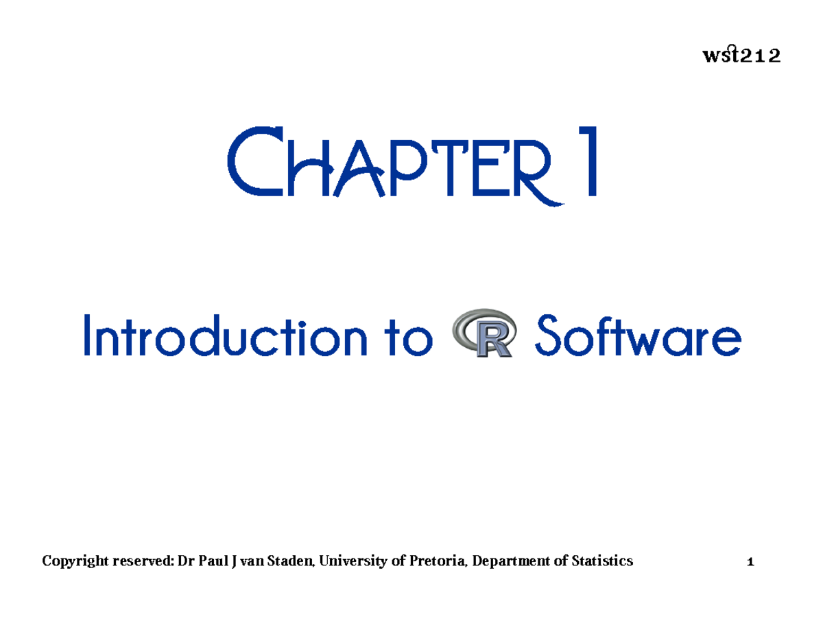 Chapter 1 Introduction to R software - STC122 - Copyright reserved: Dr ...