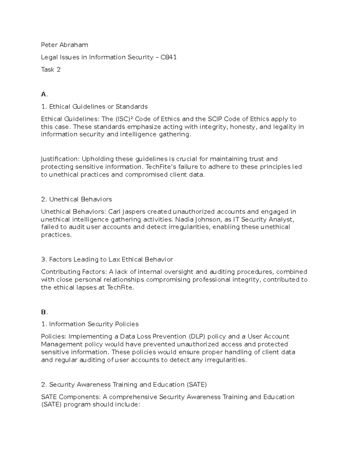 C841 Task 2 - Passed - Peter Abraham Legal Issues in Information ...