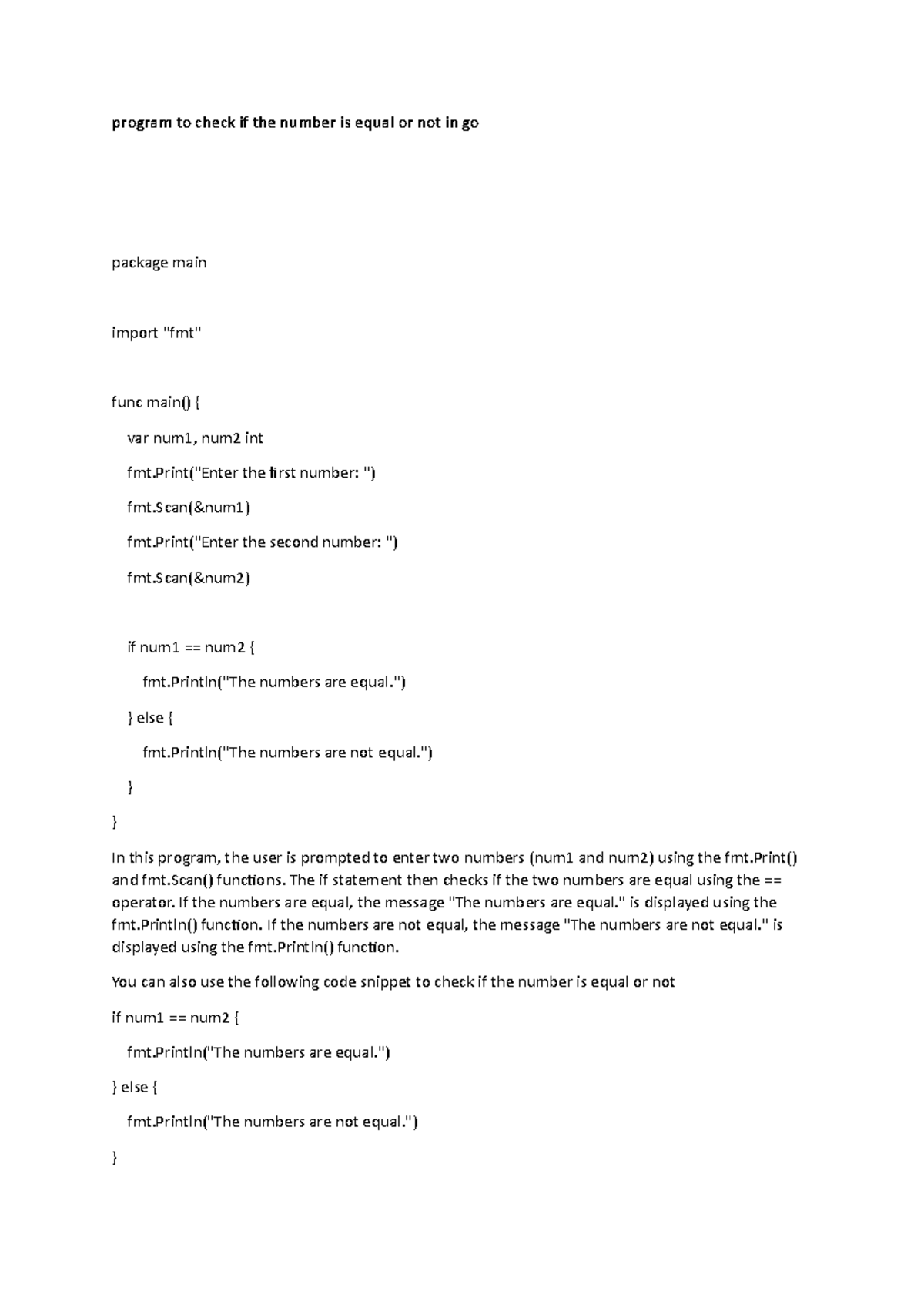 go-equal-program-to-check-if-the-number-is-equal-or-not-in-go-package