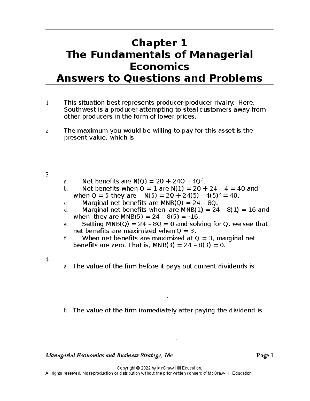 Chapter 1 Solutions - Chapter 1 The Fundamentals Of Managerial ...