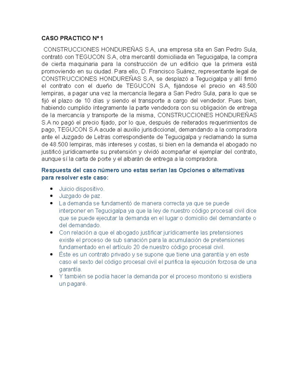 1 Casos Practicos 1 Y 2 Caso Practico Nº 1 Construcciones HondureÑas S Una Empresa Sita En 3250