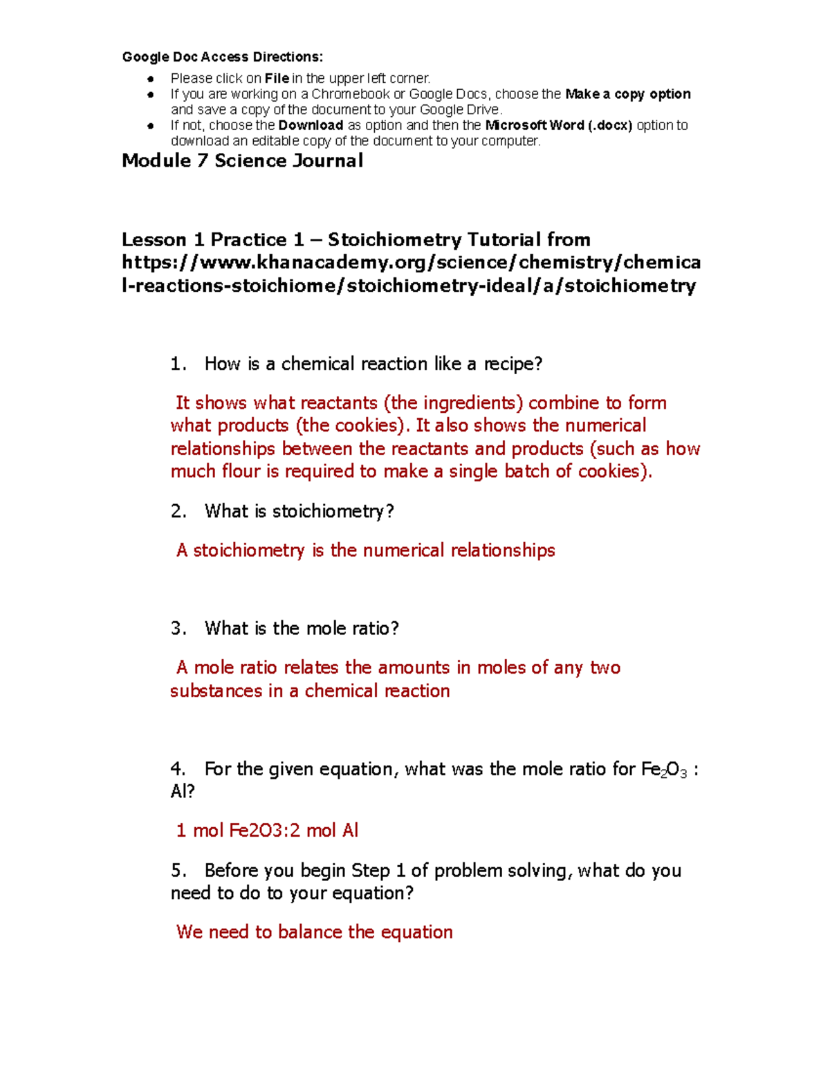 Copy of Module Seven Science Journal Download Google Doc Access