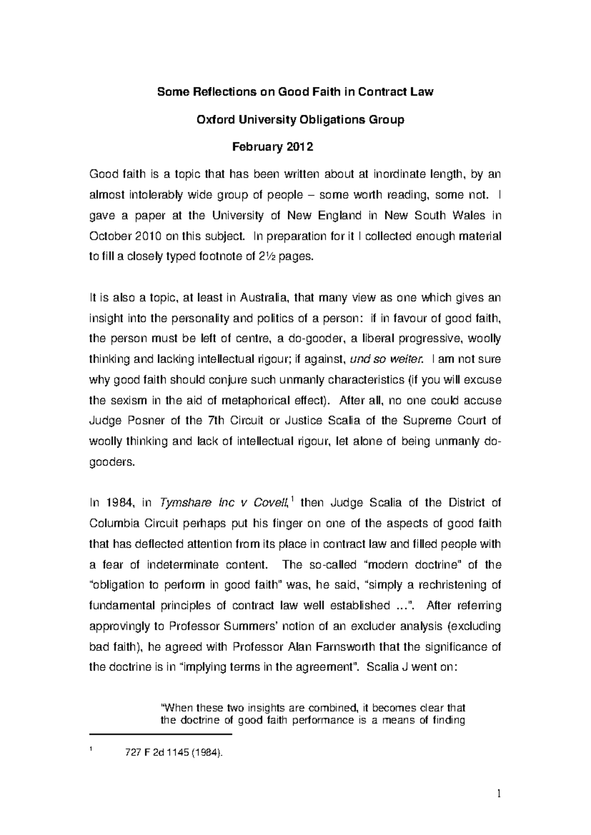 Good faith as in contract law oxford - Some Reflections on Good Faith ...