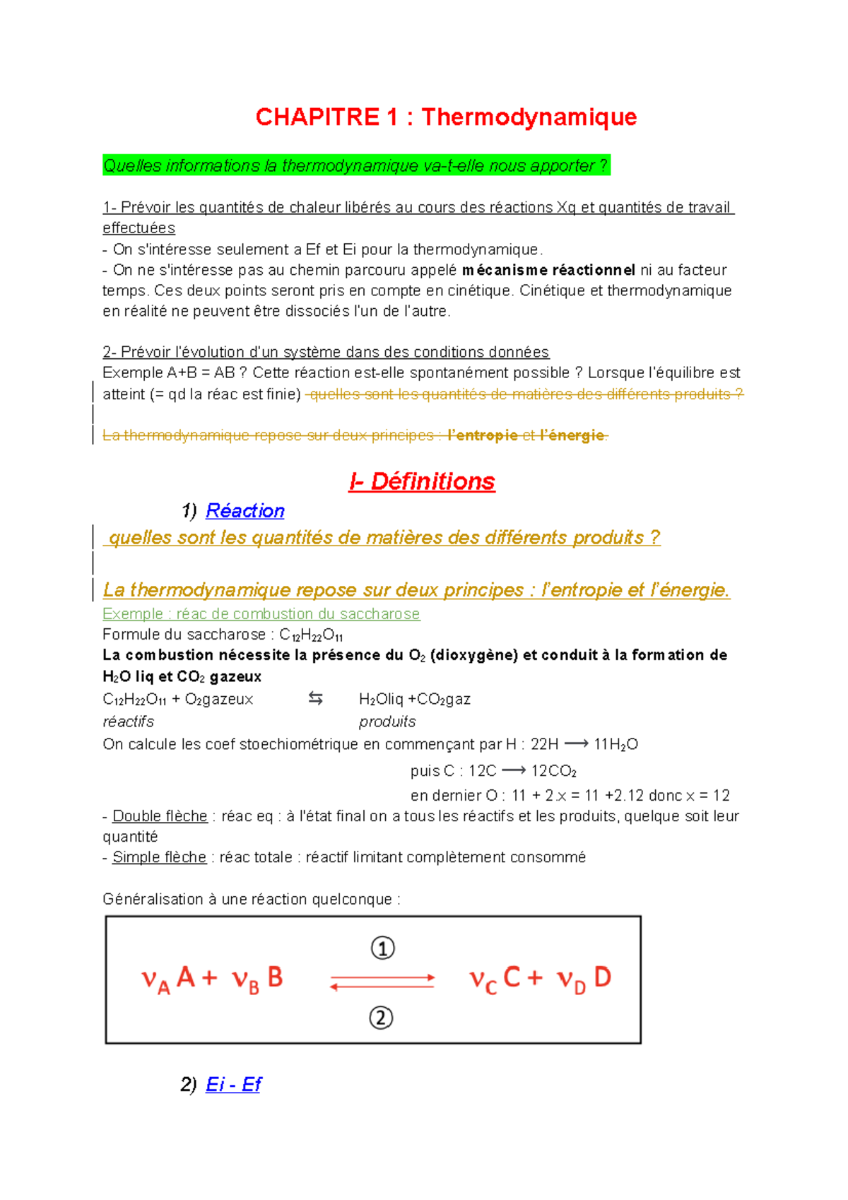 Chapitre 1 Thermodynamique - CHAPITRE 1 : Thermodynamique Quelles ...