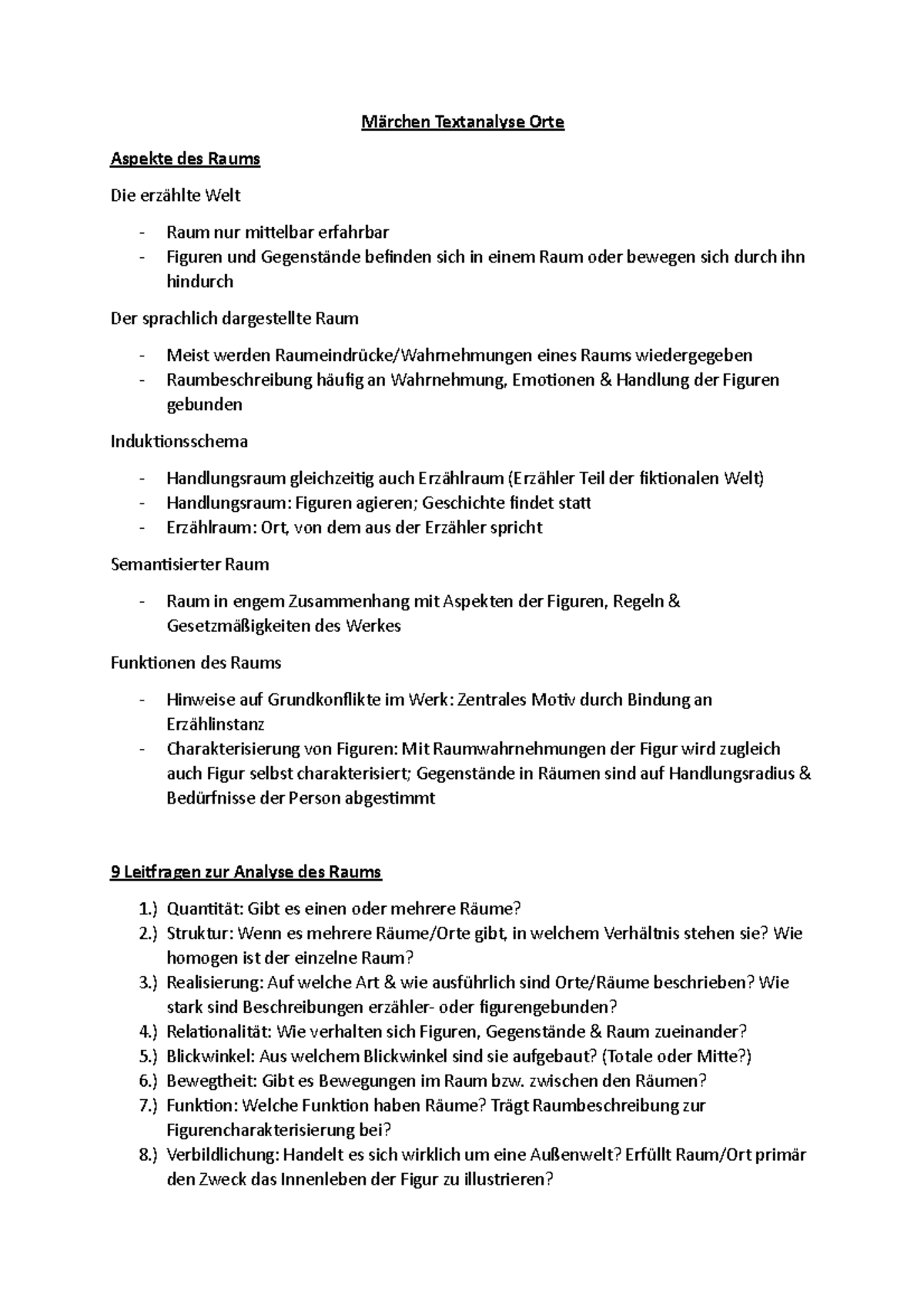 Textanalyse Orte Märchen - Märchen Textanalyse Orte Aspekte des Raums ...