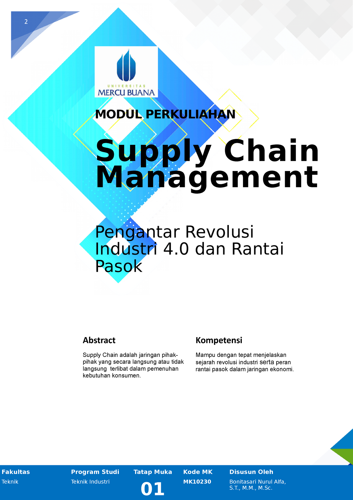 Scm 01 Pengantar Revolusi Industri 40 Dan Rantai Pasok 2 Modul Perkuliahan Supply Chain 4255