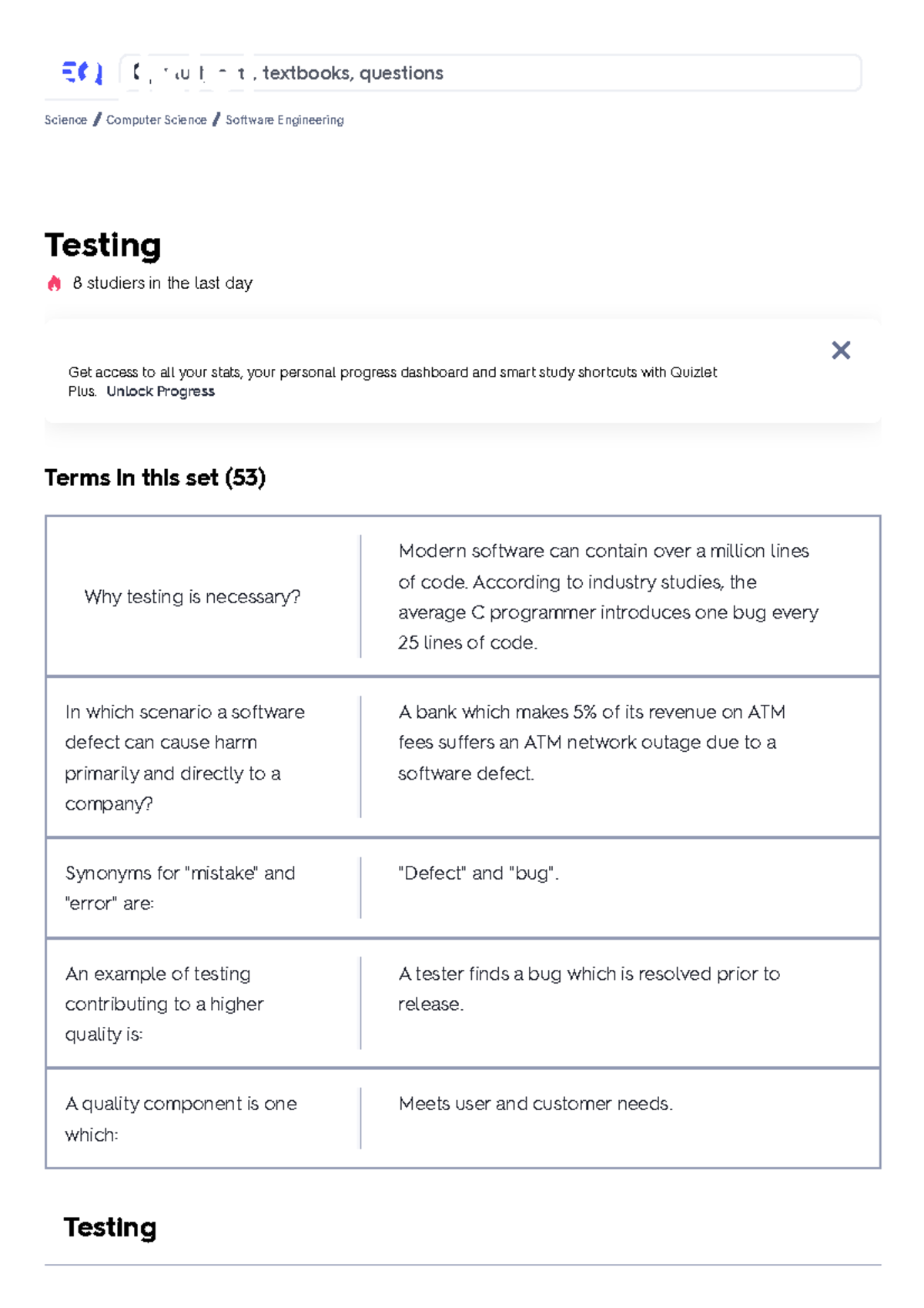 Testing Flashcards Quizlet Upgrade free 7da... 4 Profi Testing 8