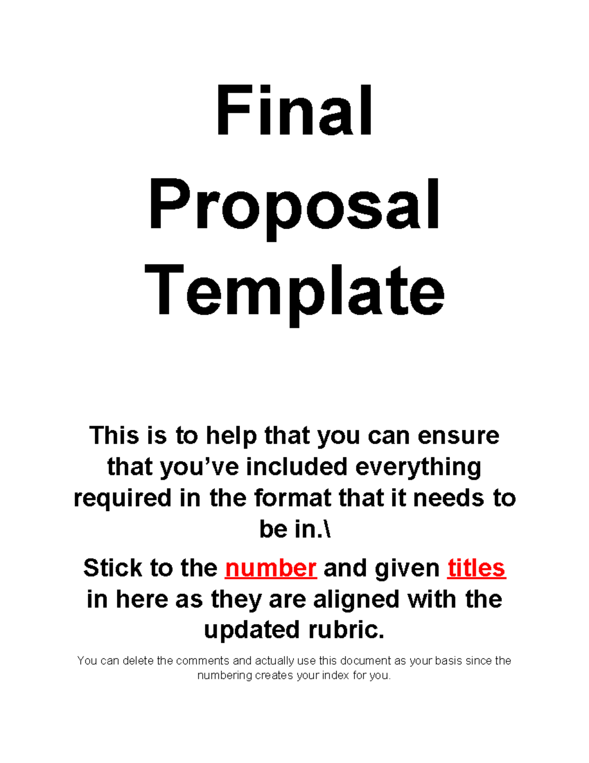 Final Proposal Template - Final Proposal Template This is to help that ...
