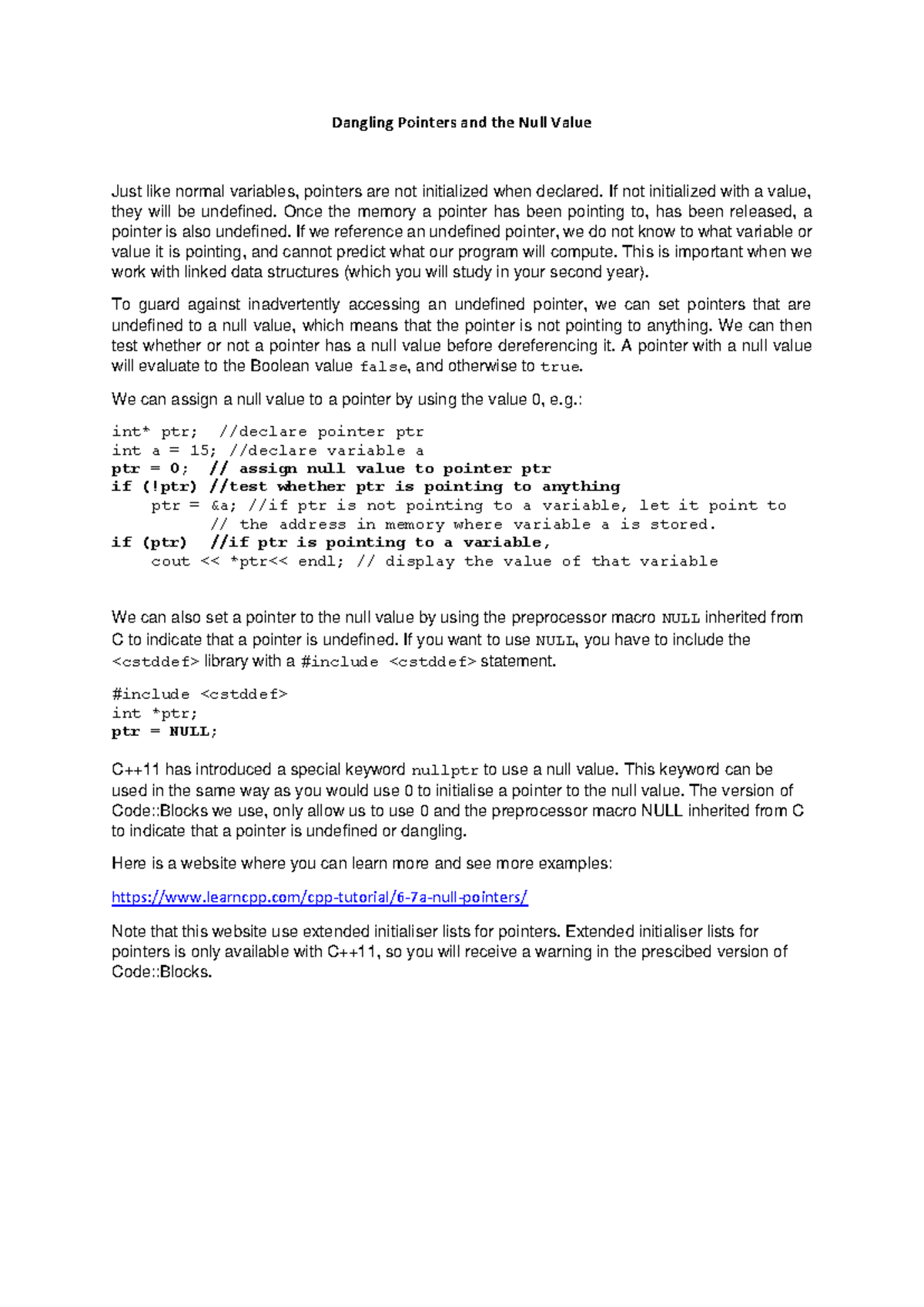 Dangling pointers and the null value - Dangling Pointers and the Null ...