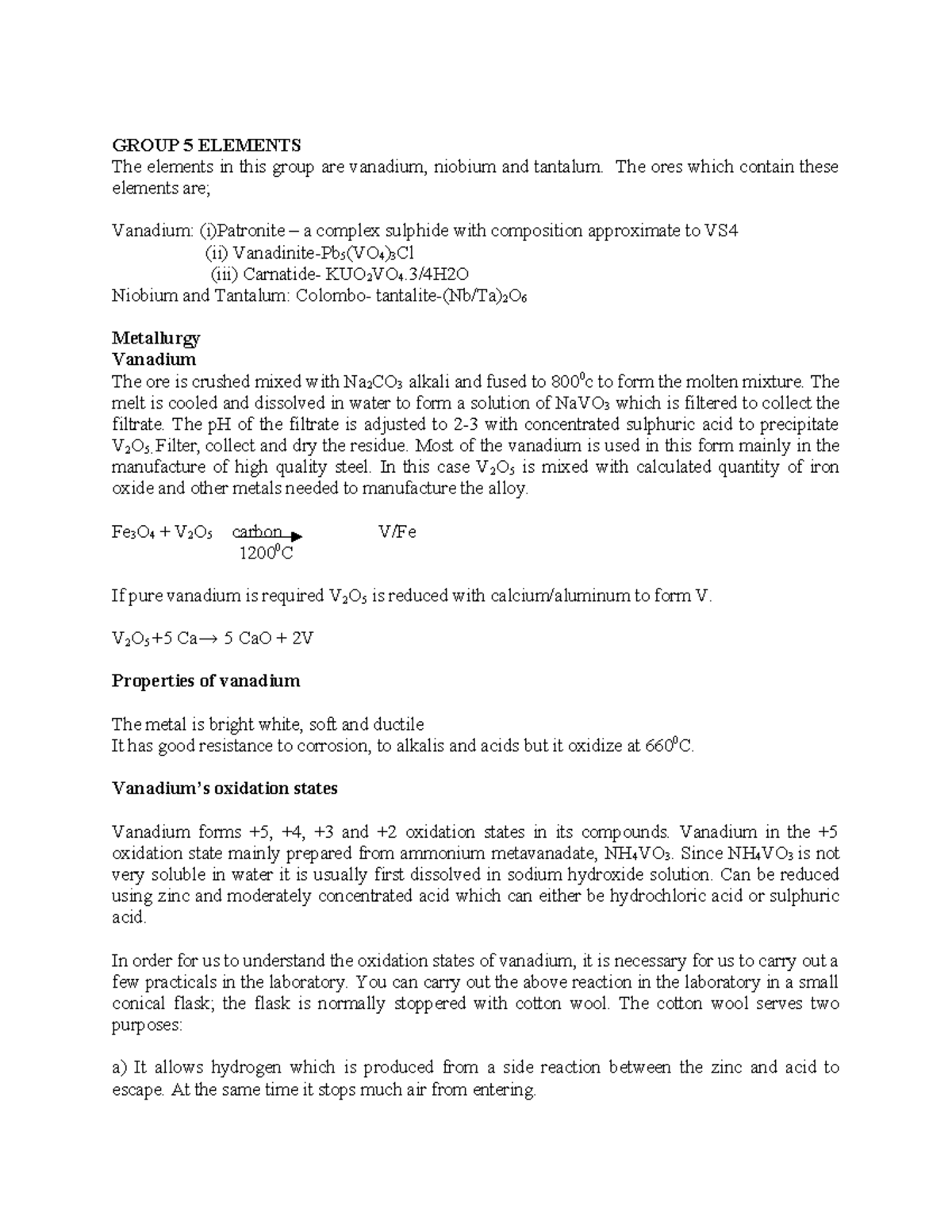 Group 5 Elements Notes GROUP 5 ELEMENTS The elements in this group