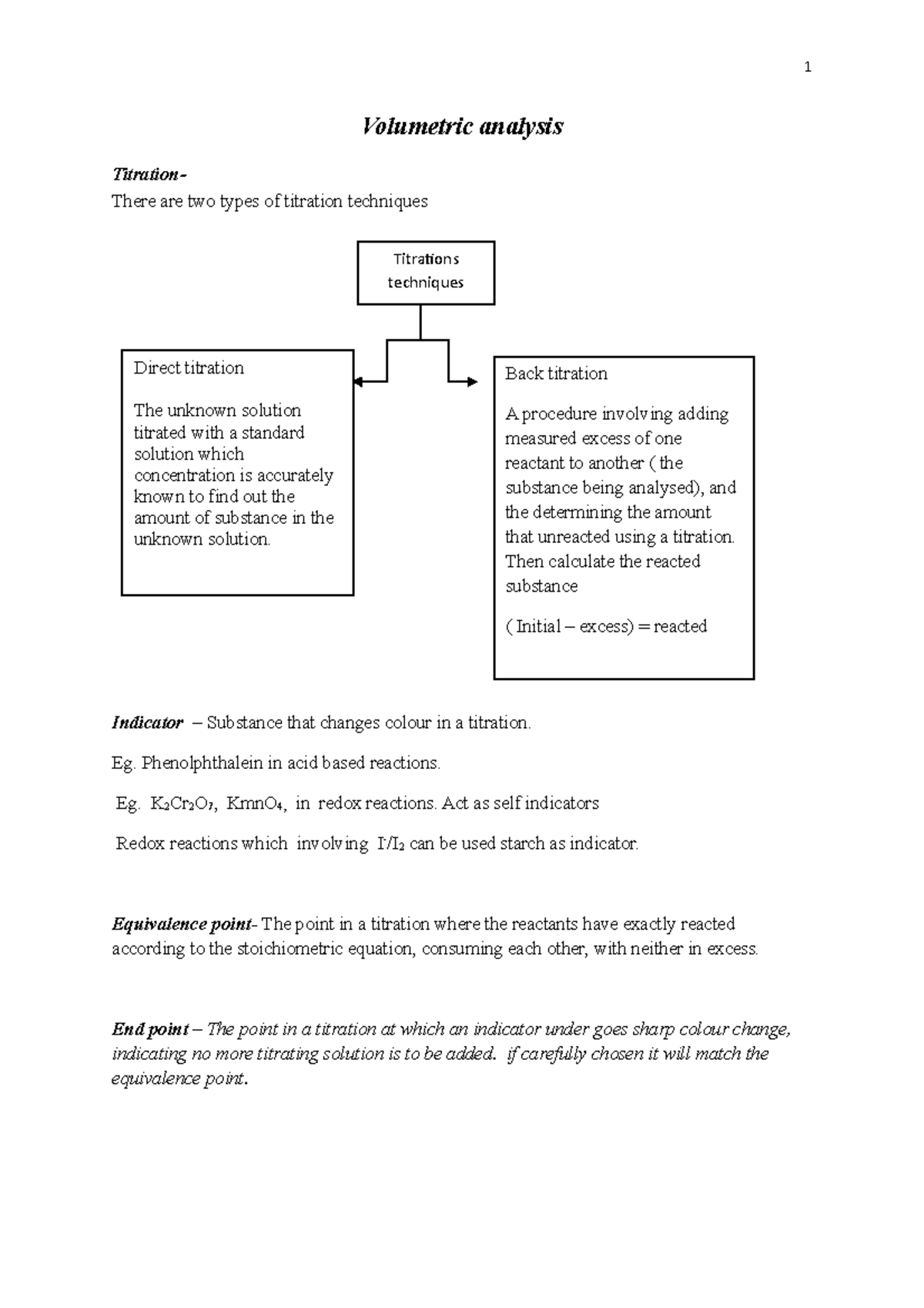 2021 Volumetric analysis - Volumetric analysis Titration- There are two ...